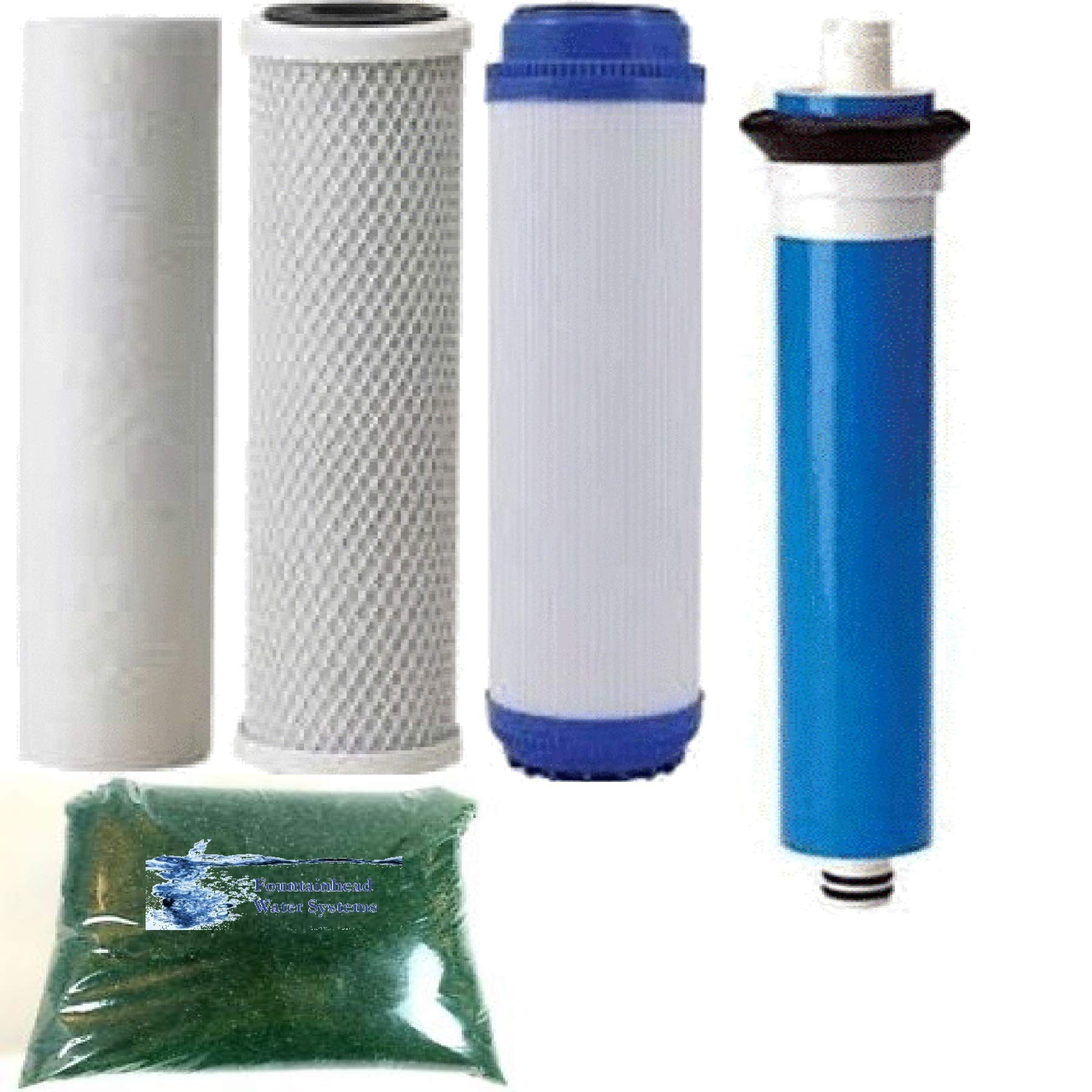 Premium Sediment GAC Carbon Block Water Filter Replacement - Standard Size Refill with 150 GPD Membrane & 1 lb DI Resin for Clean Drinking Water - Perfect for Home, Office, and RV Water Filtration Systems