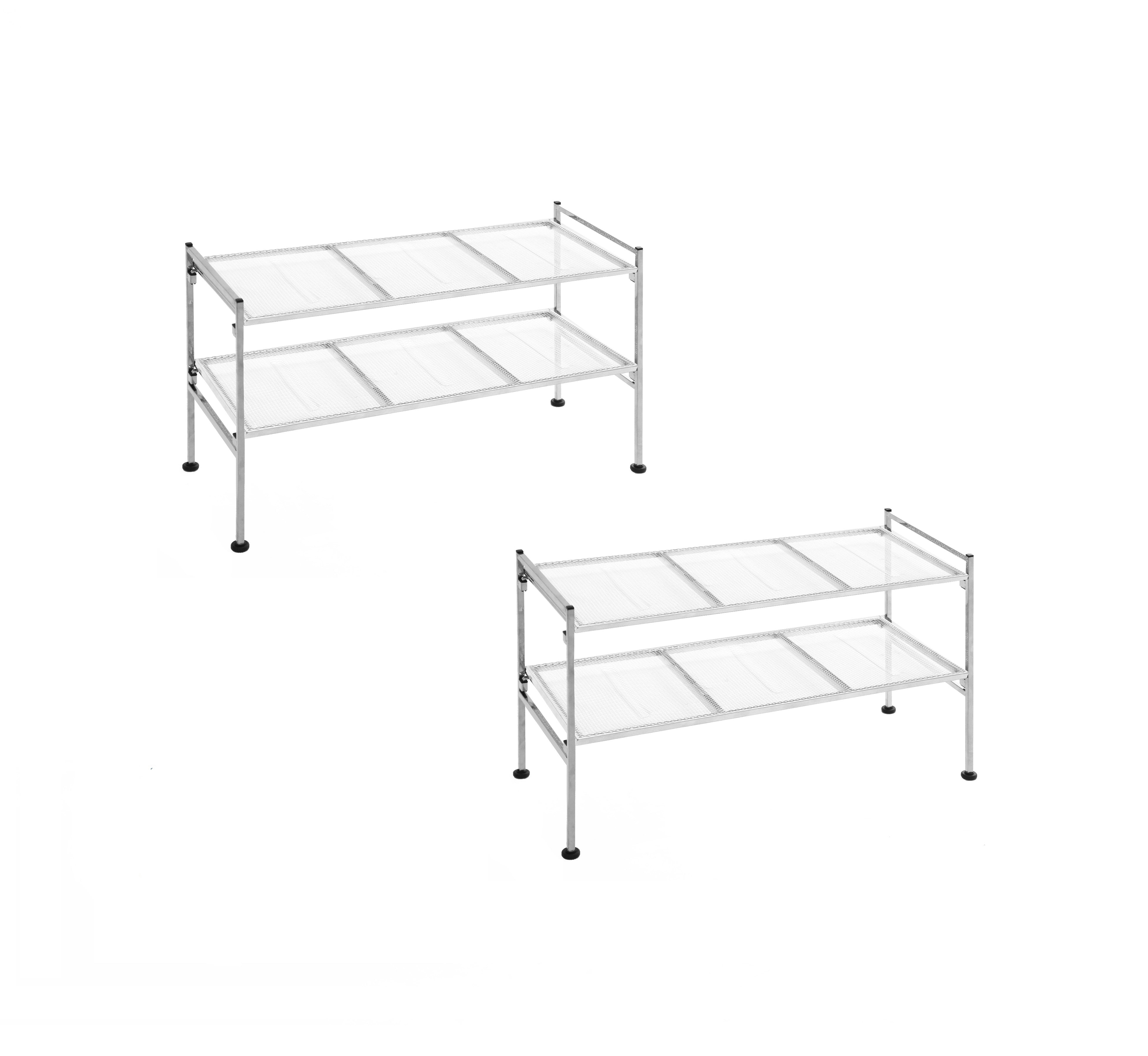 4 Tier Metal Mesh Shoe Rack for Organizing - Space Saving Shoe Storage Organizer for Closet, Entryway, Bedroom - Durable Silver Shoe Shelf for Sneakers, Boots & Heels
