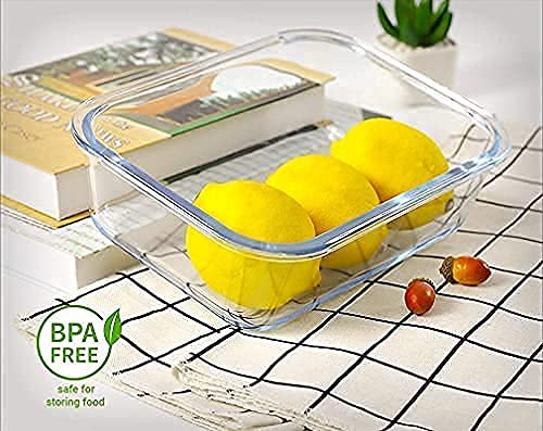 Eco-Friendly Glass Food Storage Containers Set of 4 - Airtight, Leakproof BPA-Free Lids (2 Bento Boxes + 2 Rectangular Containers) | Perfect for Meal Prep, Leftovers & Office Lunch