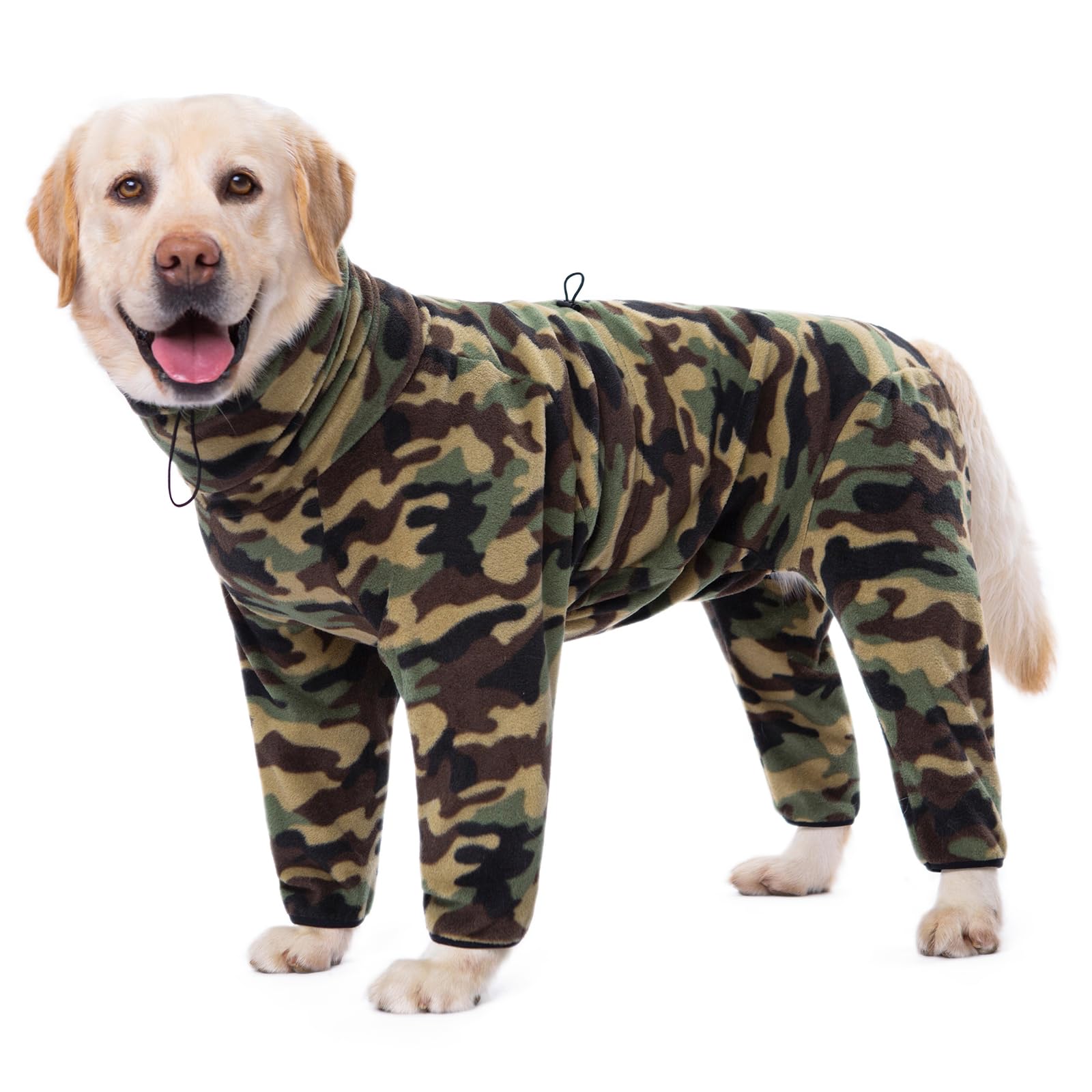 Yeapeeto 4-Legs Fleece Dog Winter Coat for Large & Medium Dogs - High Collar Windproof Snowsuit with Full Body Coverage, Warm Cold Weather Dog Sweater in Camouflage (3X-Large) - Perfect for Winter Walks, Outdoor Adventures & Snow Play