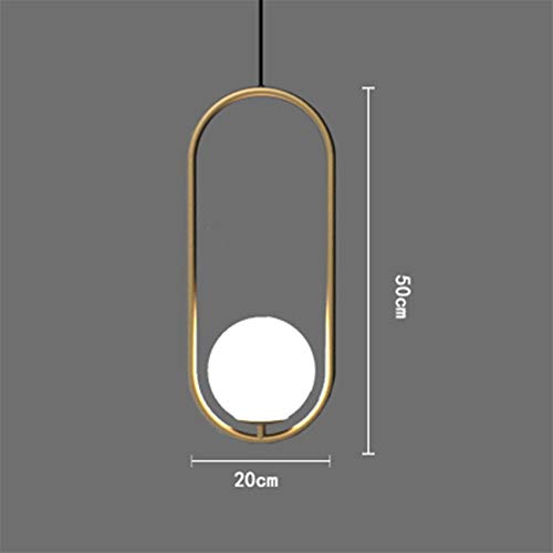 Nordic LED Pendant Light - Industrial Hanging Lamp with Gold Glass Ball Shade, 40CM, Modern Kitchen Island Lighting for Dining Room & Living Room Decor