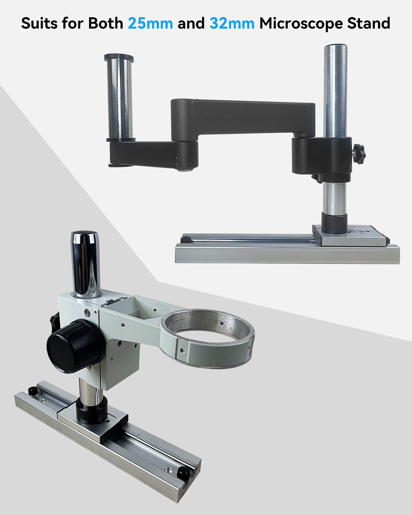Universal Microscope Slide Rail Base - Adjustable Stand for 25mm & 32mm Microscopes | Compatible with Trinocular & Binocular Models | Perfect for Soldering, Repair & Lab Work | Desktop Microscope Accessory for Precision Work