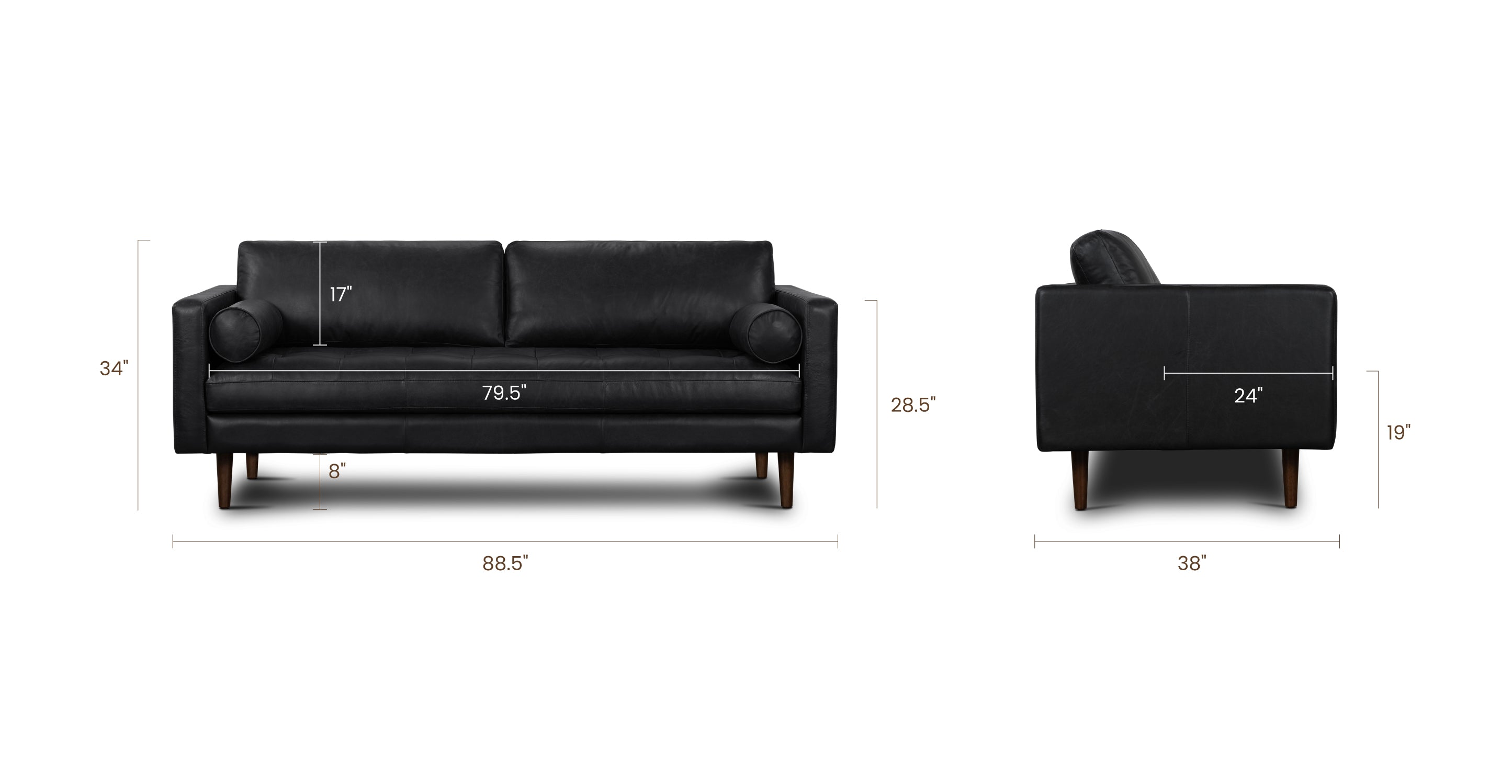 Premium Napa Leather Sofa - Modern Luxury Living Room Furniture for Home & Office - Perfect for Relaxing, Entertaining & Stylish Decor