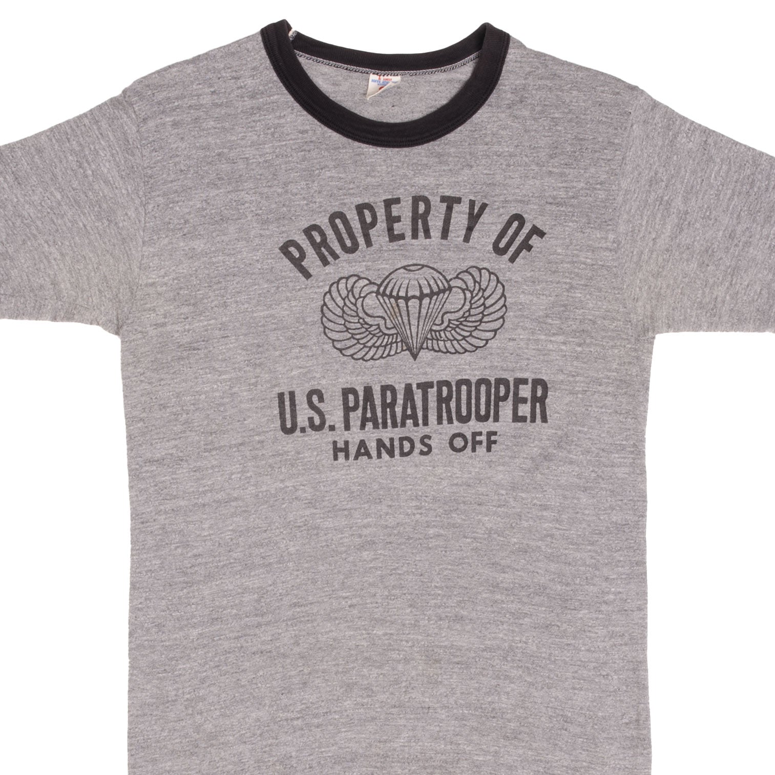 Vintage 1970s US Paratrooper Hand Off T-Shirt - Small, Made in USA - Military Style Vintage Tee for Collectors & History Enthusiasts - Perfect for Reenactments, Casual Wear & Patriotic Events