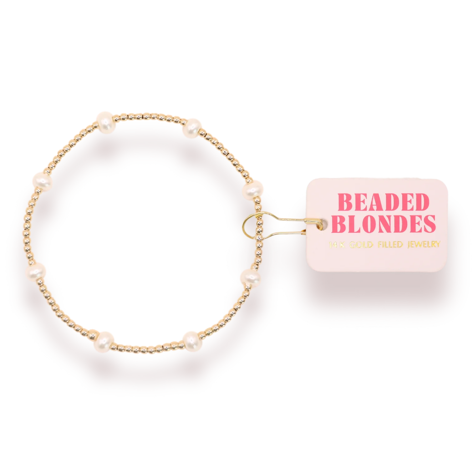6.75 Inch Madie Pearl Beaded Bracelet for Women - Elegant Blonde Beaded Jewelry for Parties, Weddings & Special Occasions