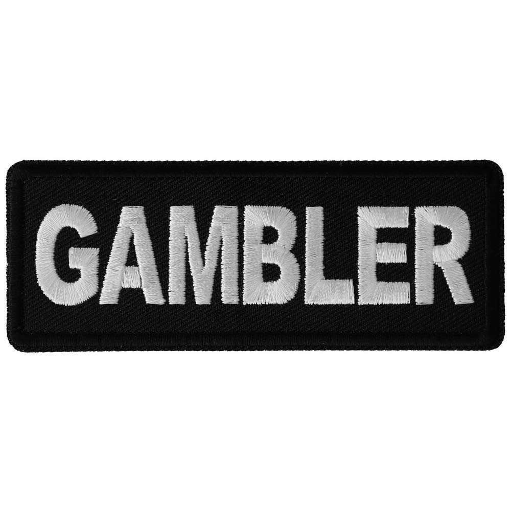 Gambler Patch - 4x1.5 Inch Embroidered Iron On Patch for Jackets, Hats & Bags - Premium DIY Sew On Applique for Clothing Customization