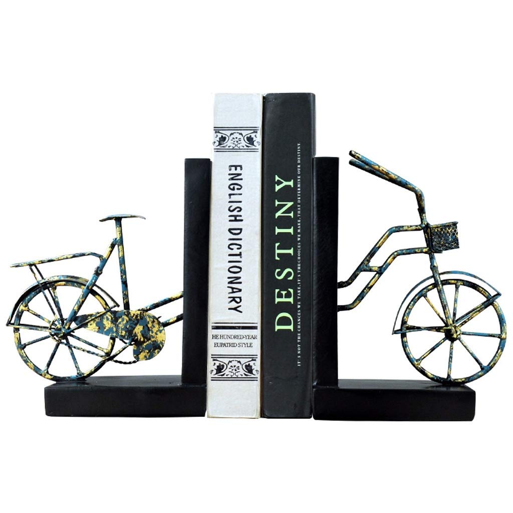 Vintage Iron Bike Bookends - Retro Book Holder for Office Desk, Bookshelf & Study Decor - Perfect for Home Library, Kitchen & Workspace Organization