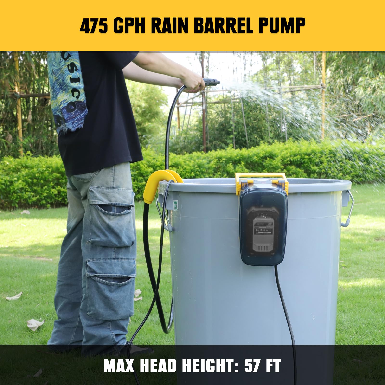 **Mellif 80W Cordless Submersible Water Pump - Compatible with Dewalt 20V Battery, 475GPH Portable Utility Pump for Rain Barrel, Pool, Garden Pond, Basement - Ideal for Water Transfer, Drainage & Emergency Flooding (Tool Only)**