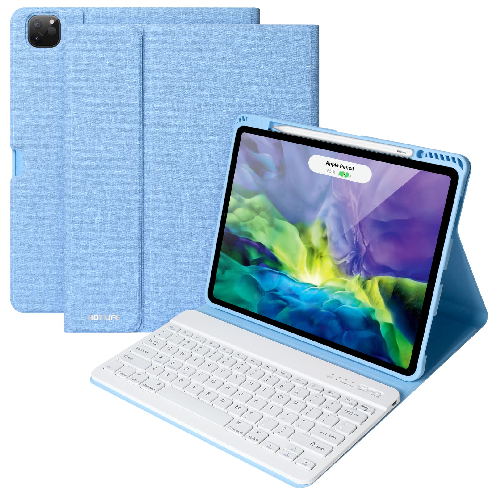 iPad Pro 12.9 Case with Keyboard (5th/4th/3rd Gen 2021-2018) - Wireless Detachable Keyboard Cover with Apple Pencil Holder & Backlit Keys | Perfect for Work, Travel & Home Office Use