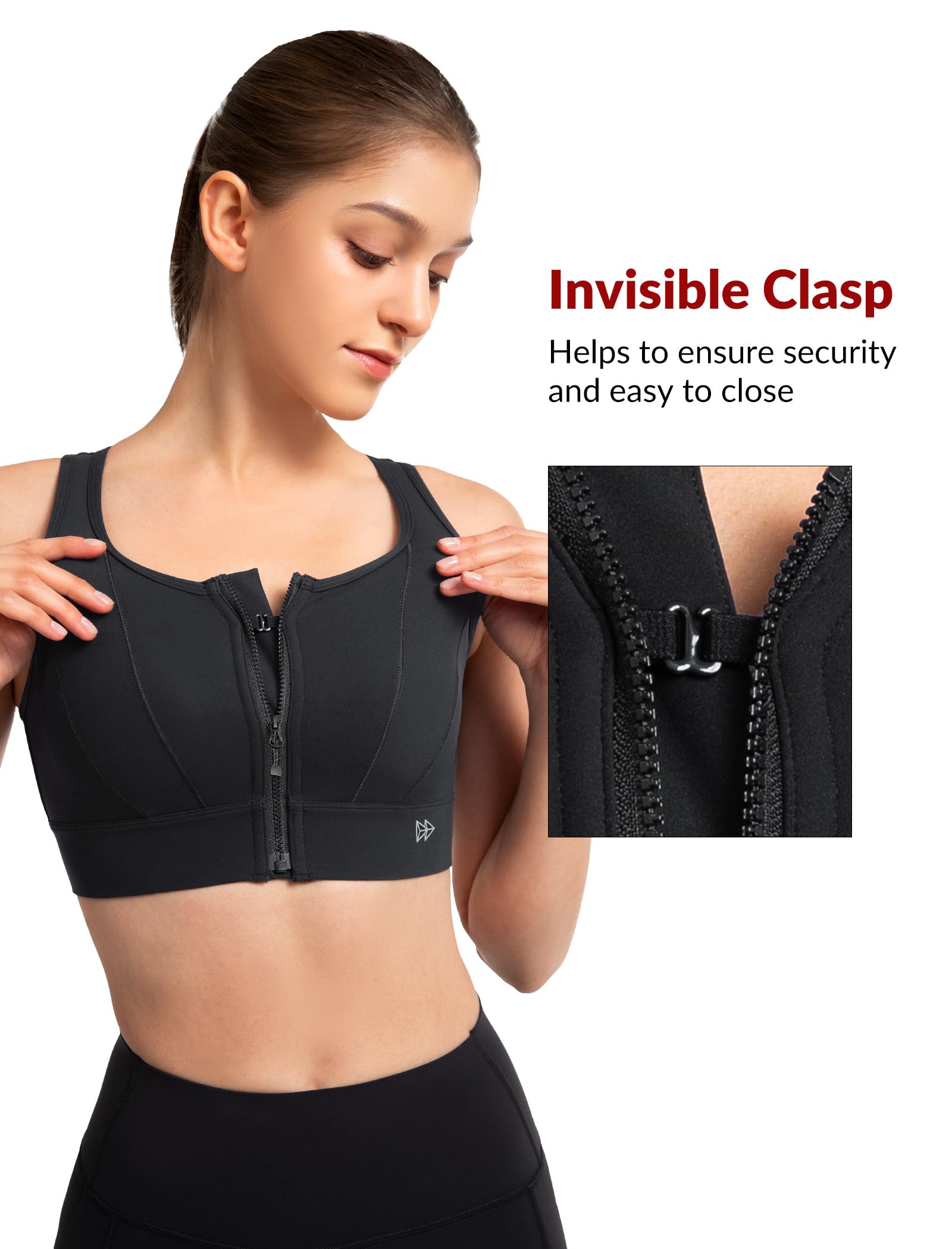 Yvette Front Closure Sports Bras for Women - High Support, Large Bust, Maximum Impact for Running & Workouts | Perfect for Gym, Yoga & High-Intensity Training