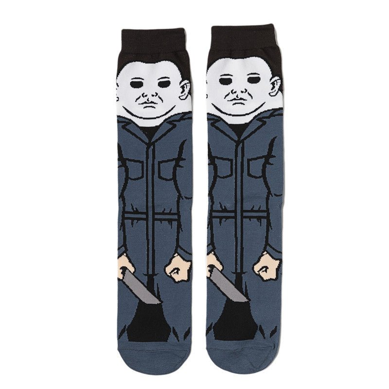 Michael Myers Halloween Socks - Horror Movie Inspired Knit Socks for Cosplay & Halloween Costume - Perfect for Halloween Parties, Horror Movie Nights & Gifts