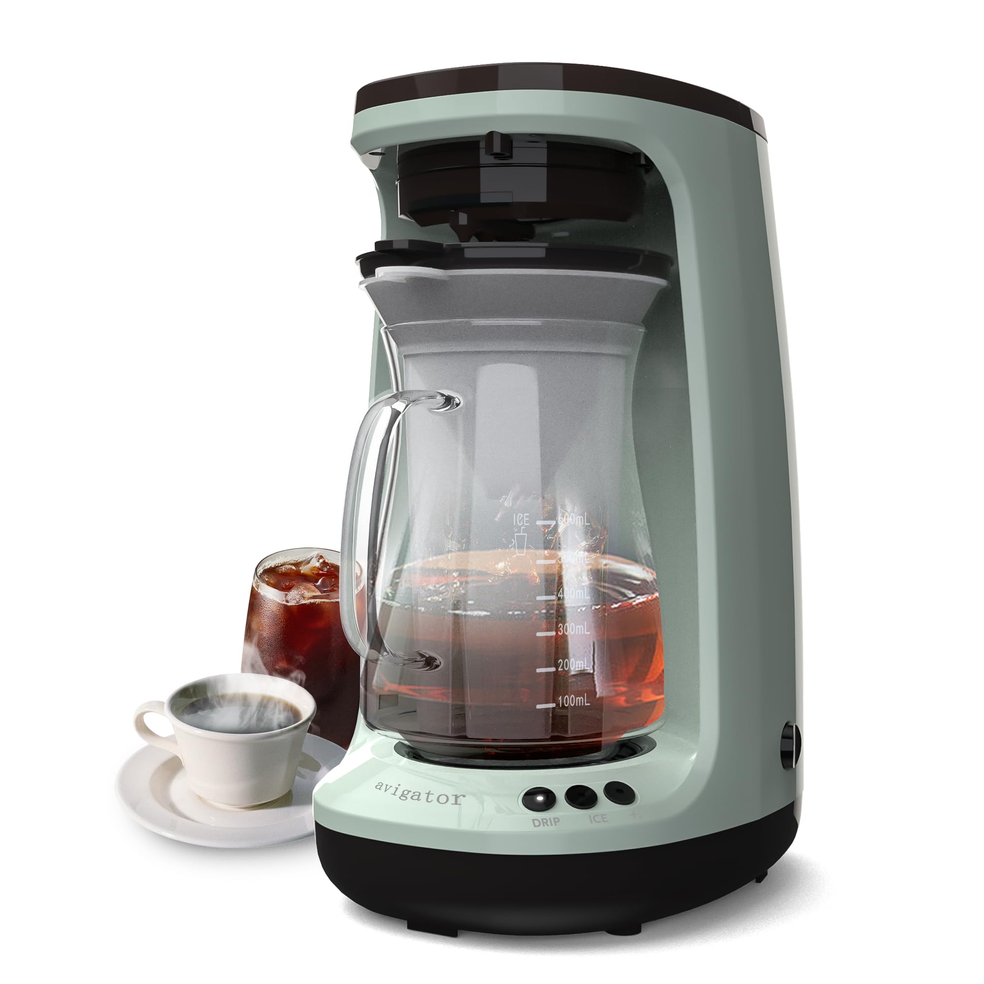 Best Iced Coffee Maker - Hot & Cold Brew Coffee Machine with Self-Cleaning, Single Serve Coffee Maker for Ground Coffee, 4-5 Cups Capacity - Perfect for Home, Office, RV & Camping - Enjoy Refreshing Iced Coffee or Hot Brew Anytime (Green)