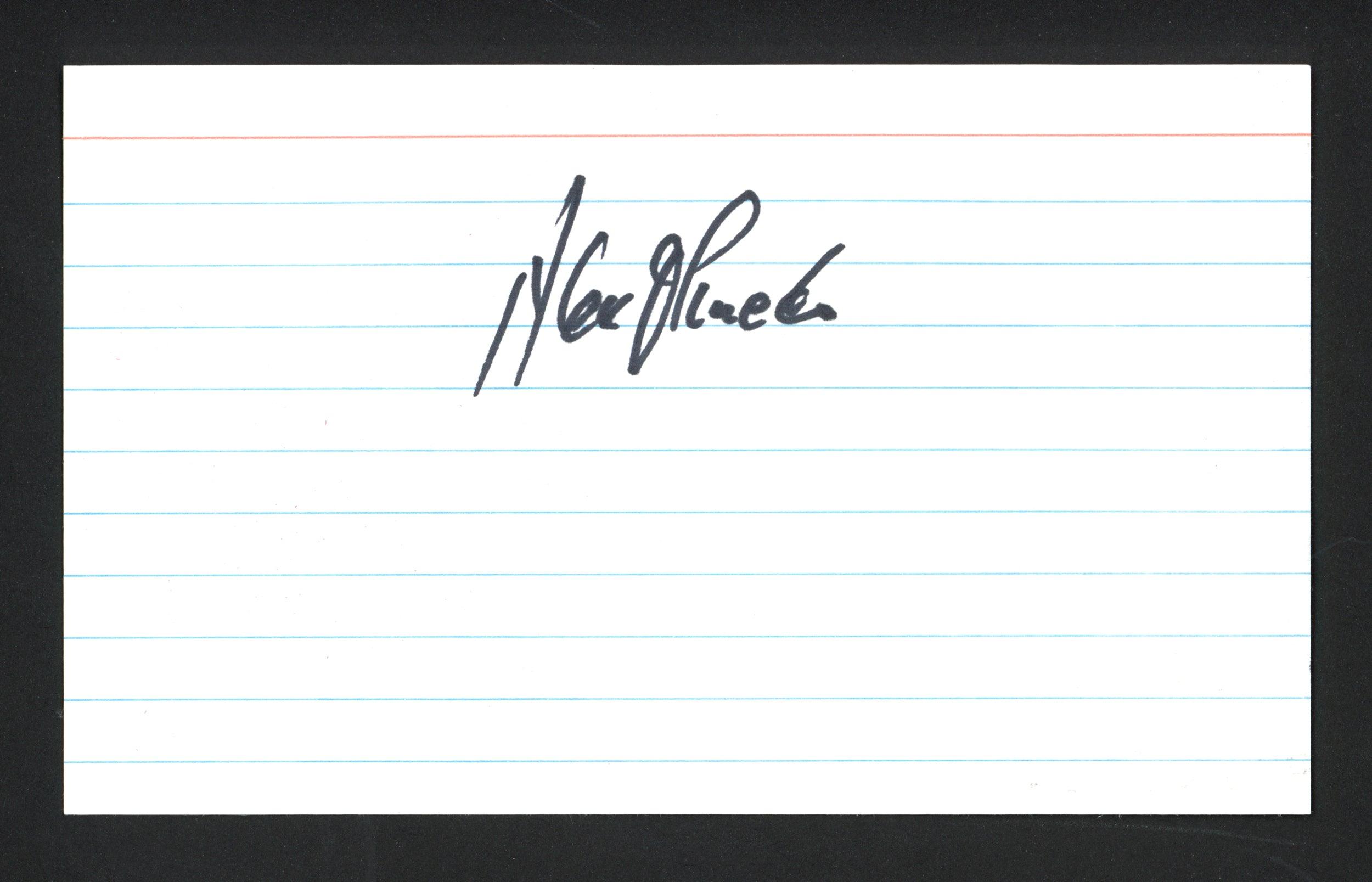 Alex Olmedo Autographed 3x5 Index Card - Authentic Tennis Memorabilia Collectible for Fans & Sports Enthusiasts - Perfect for Display, Framing, or Gift Giving