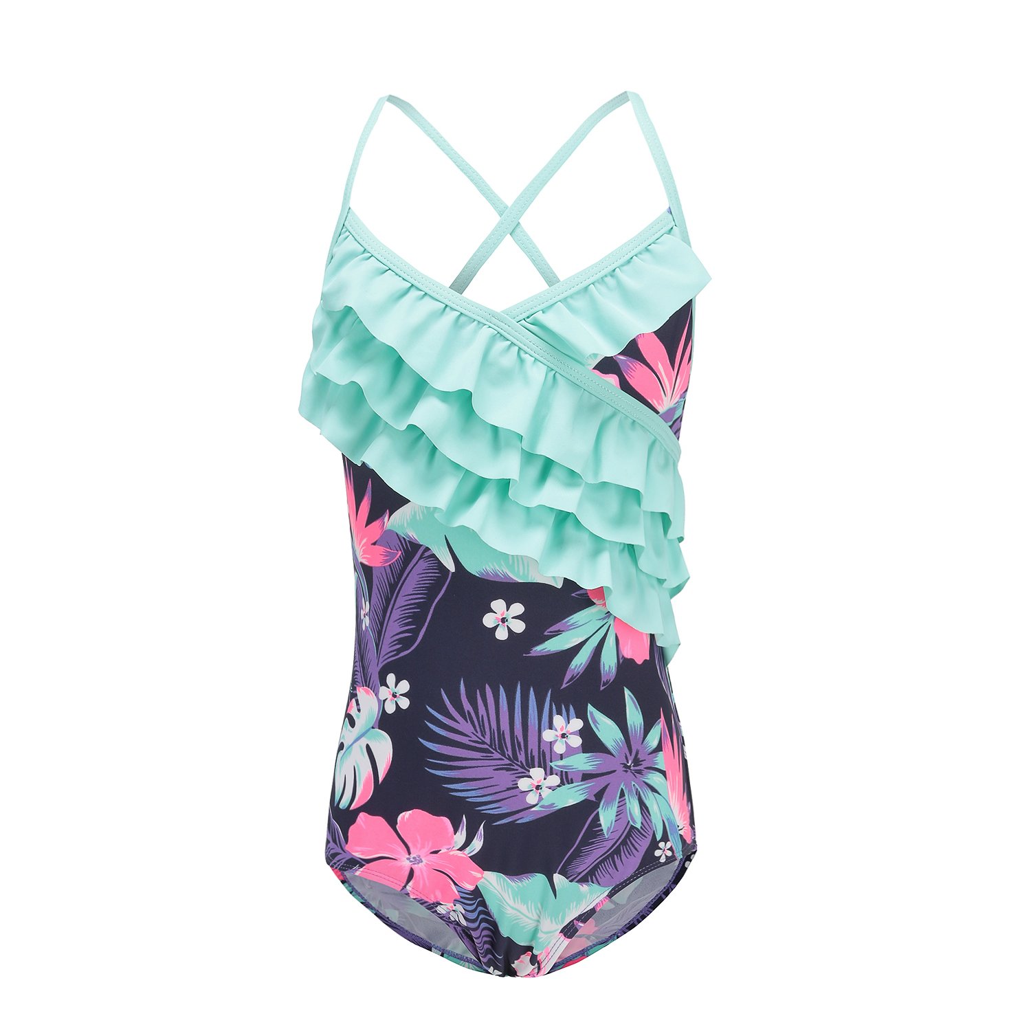 **Hawaiian Halter One Piece Swimsuits for Girls - Cute Floral Bathing Suit for Beach, Pool & Summer Vacations**