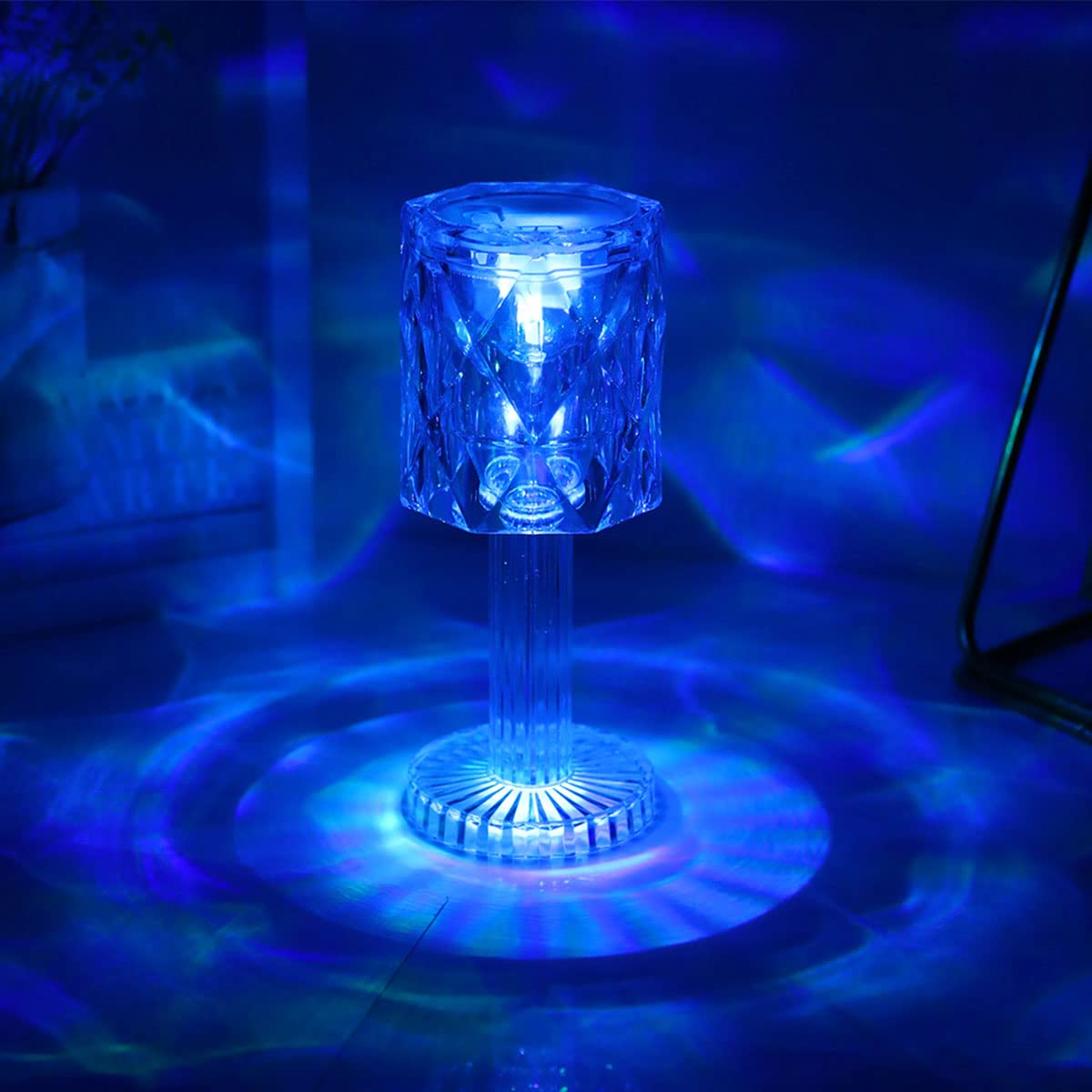 FUYGRCJ Mini Crystal Diamond Table Lamp - Decorative LED Night Light with Warm & Color Changing Light, Battery Powered Bedside Lamp for Bedroom, Desk, or Nursery - Perfect Gift for Home Decor & Relaxation