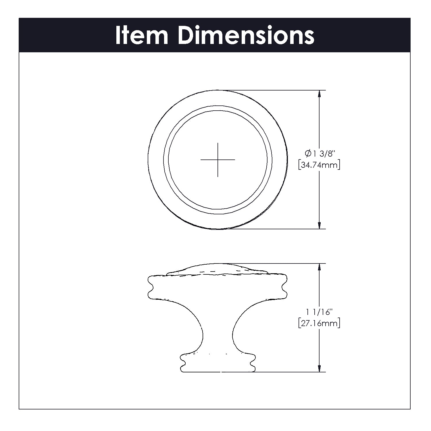 Black Iron Finish Mountain Lodge Knob 1-3/8 Inch Diameter - Perfect for Cabinets, Drawers & Rustic Home Decor