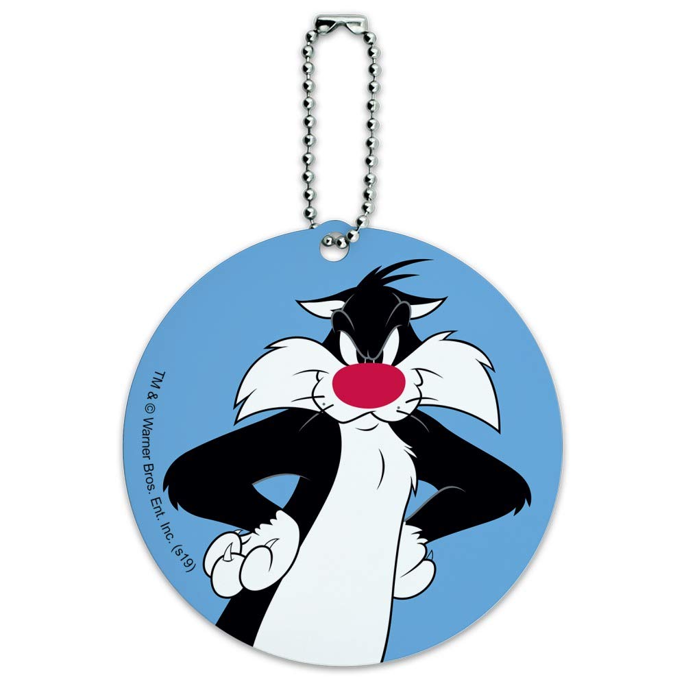 Looney Tunes Sylvester Round Luggage ID Tag - Durable Suitcase Name Tag for Carry-On Bags - Perfect for Travel Identification & Lost Baggage Prevention