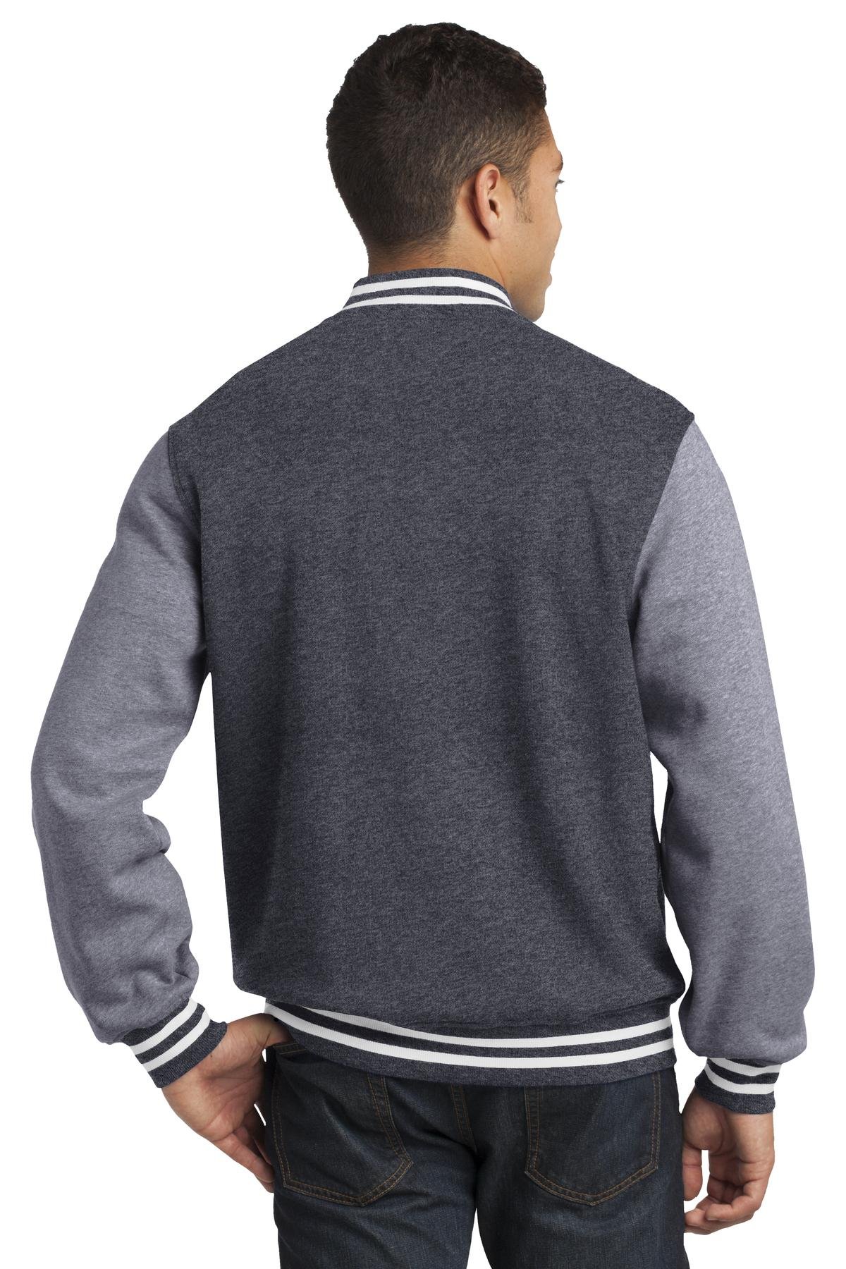 Sport Tek Men's Fleece Letterman Jacket - Warm & Stylish Varsity Jacket for Men | Perfect for Casual Wear, Outdoor Activities & Sports Events