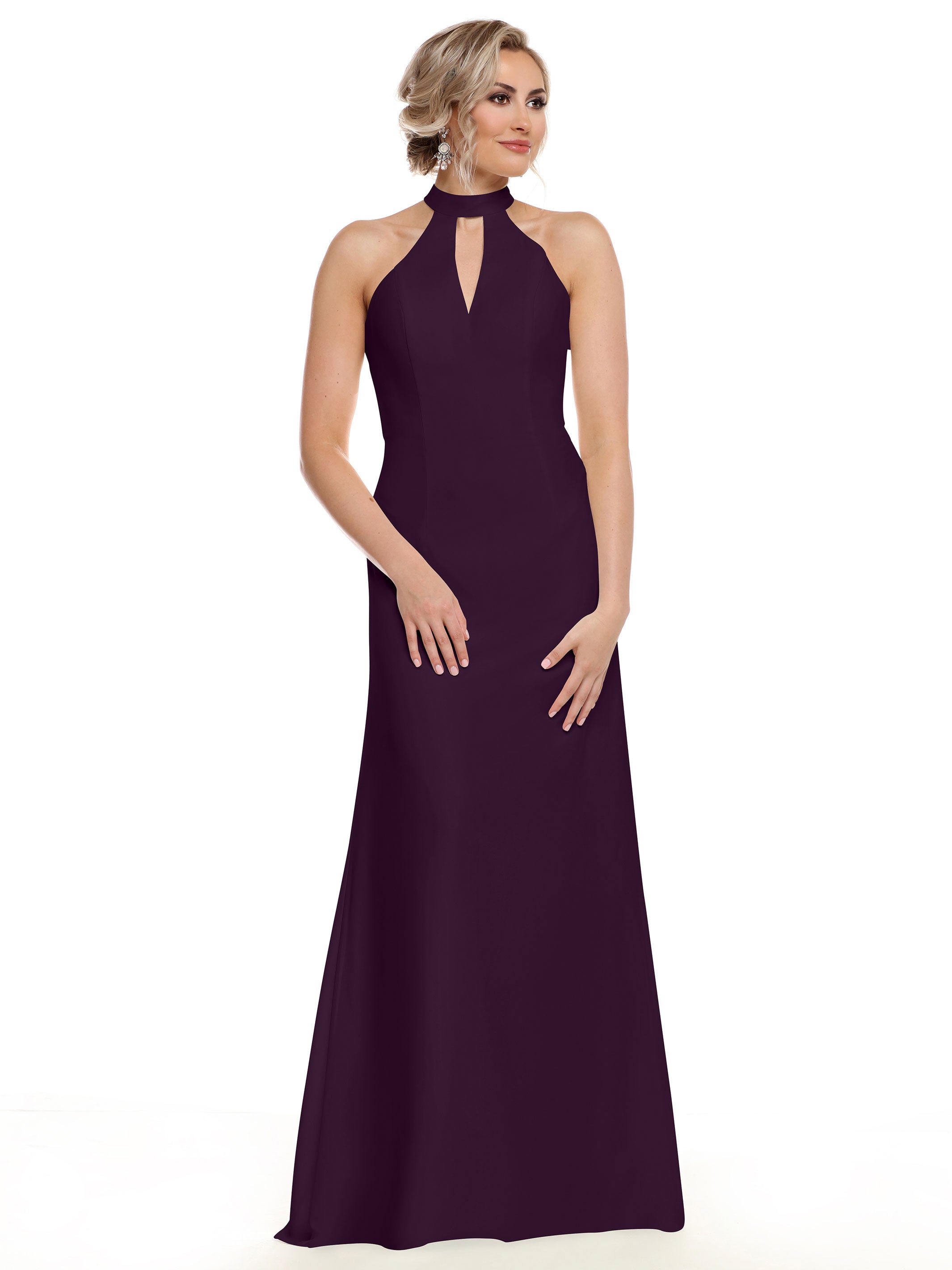 Elegant 80138 Chiffon A-Line Bridesmaid Dress with Keyhole Halter Neckline - Perfect for Weddings, Formal Events & Special Occasions