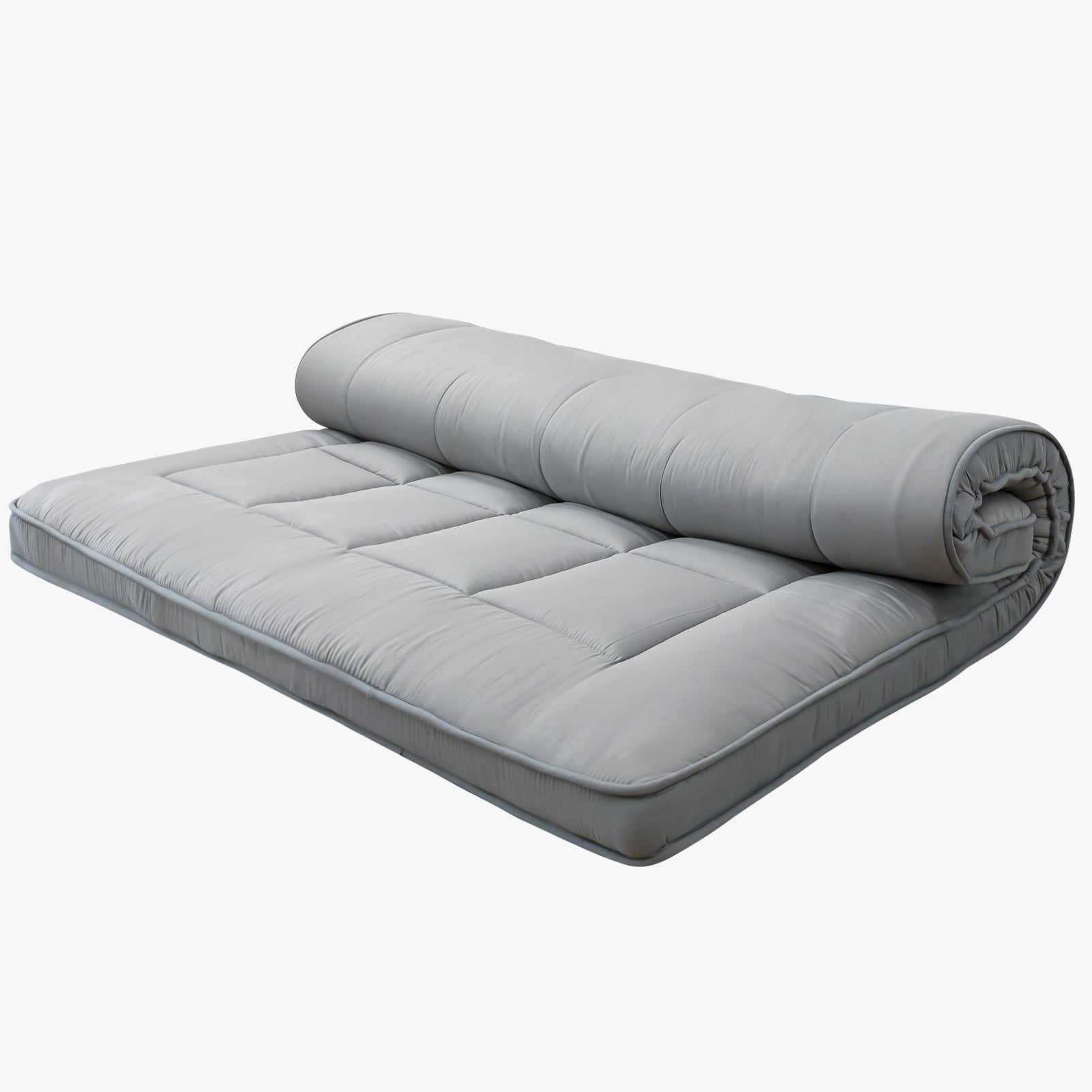 MAXYOYO Japanese Floor Mattress for Adults - 4 Inch Thick Roll Up Futon Bed Shikibuton - Grey - Perfect for Guest Room, Camping & Small Space Living