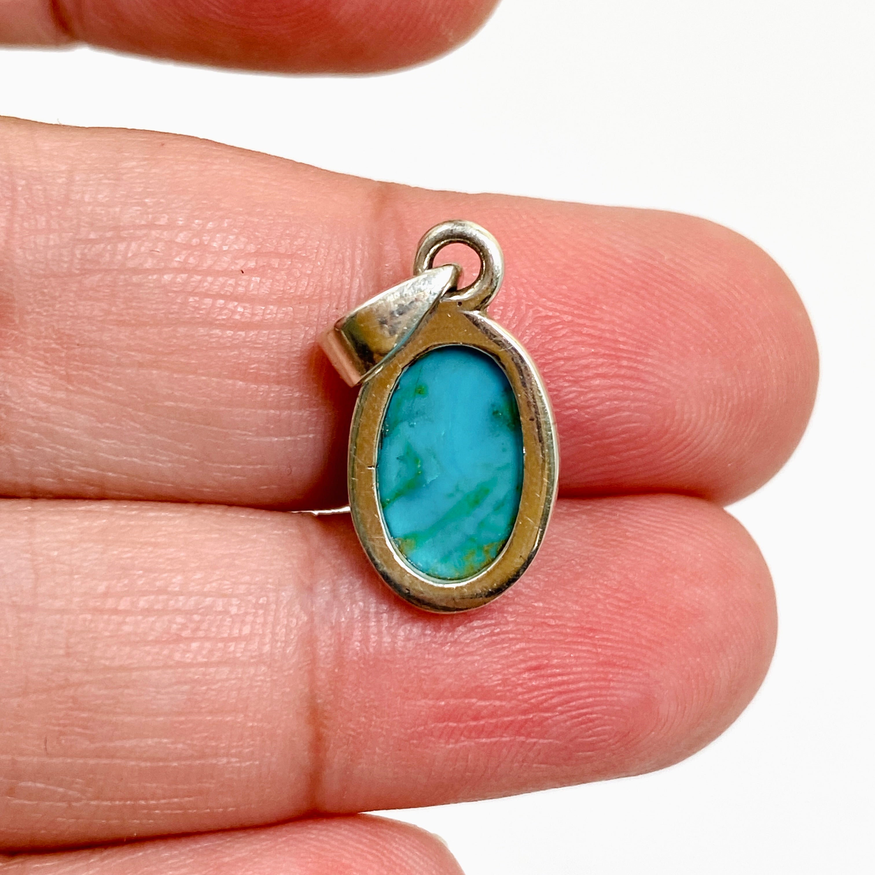 Natural Arizona Turquoise Oval Cabochon Pendant - Handmade Sterling Silver Jewelry PPGJ1028 for Women, Gift for Her, Birthday, Anniversary, Wedding, Boho Chic Style