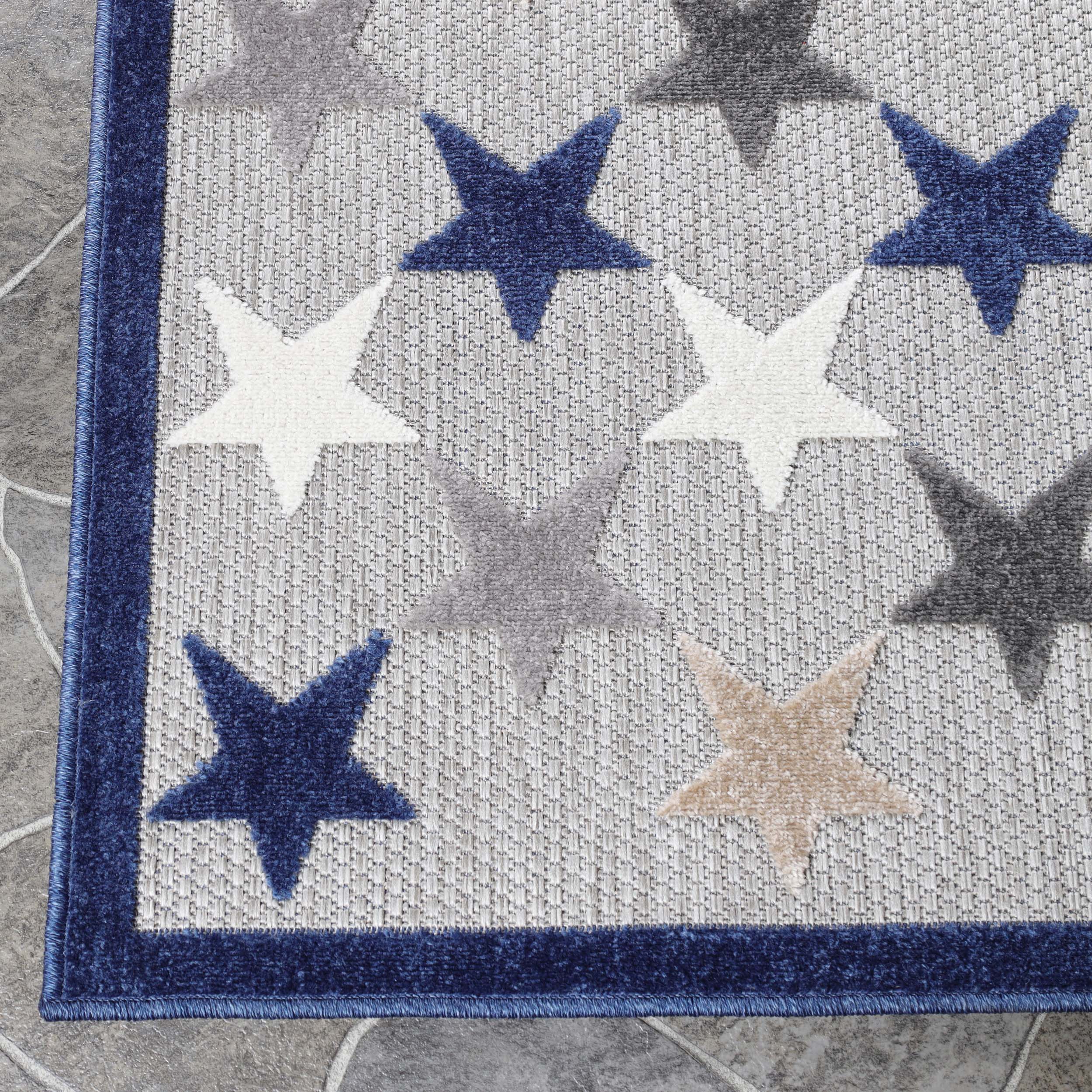 Juniper Modern Stars Area Rug - Soft Indoor/Outdoor Carpet for Living Room, Bedroom, Patio - Non-Slip Decorative Floor Mat for Home & Office