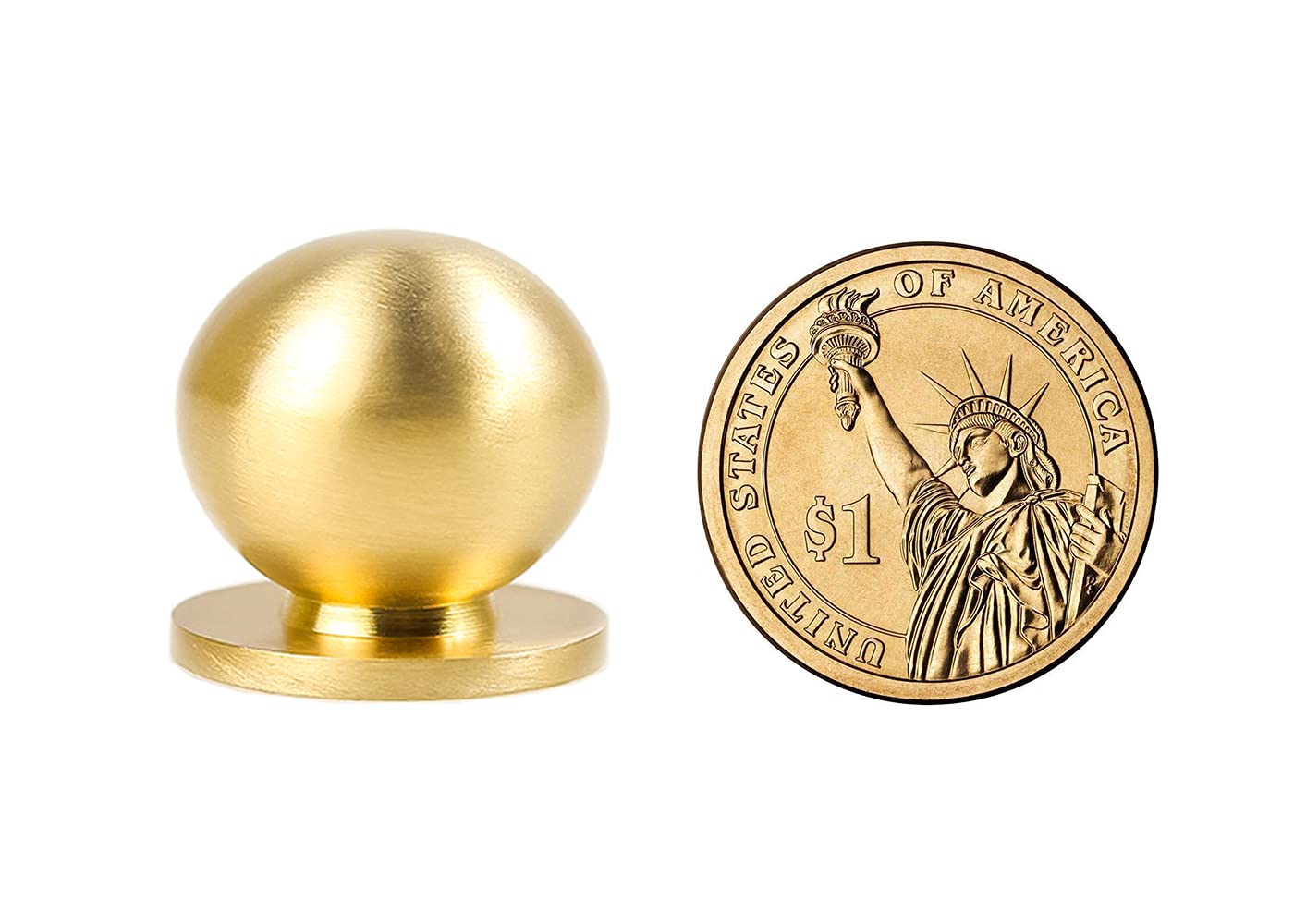 RZDEAL 8pcs Solid Brass Drawer Knobs 1 Inch Gold - Dresser & Cabinet Handles for Home Decor