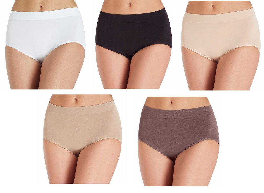 Carole Hochman Women's Silky Soft Seamless Full Coverage Modern Brief Panties - 5 Pack Multipack (Regular & Plus Sizes) - Comfortable Everyday Wear for Work, Travel & Lounge