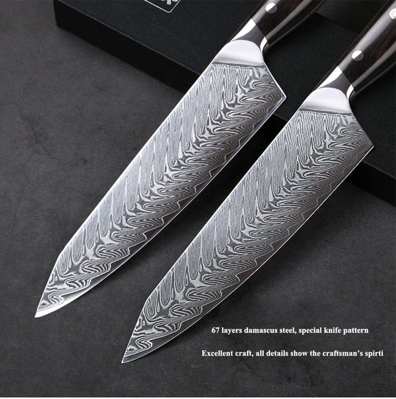 Premium 7-Piece Japanese VG10 High Carbon Steel Damascus Chef Knife Set with Scissors & Wooden Block - Perfect for Professional Kitchens, Home Cooking & Culinary Gifts