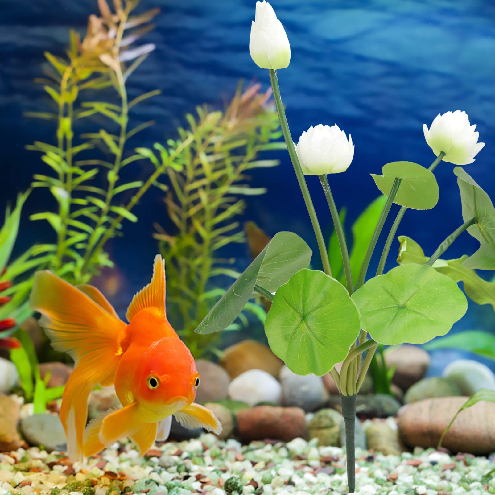Balacoo 3PCS Realistic Artificial Lotus Decor for Fish Tanks - Lifelike PVC Plastic Water Lily & Leaf Set - Perfect for Aquarium, Betta Fish Bowl & Underwater Botanical Scenery