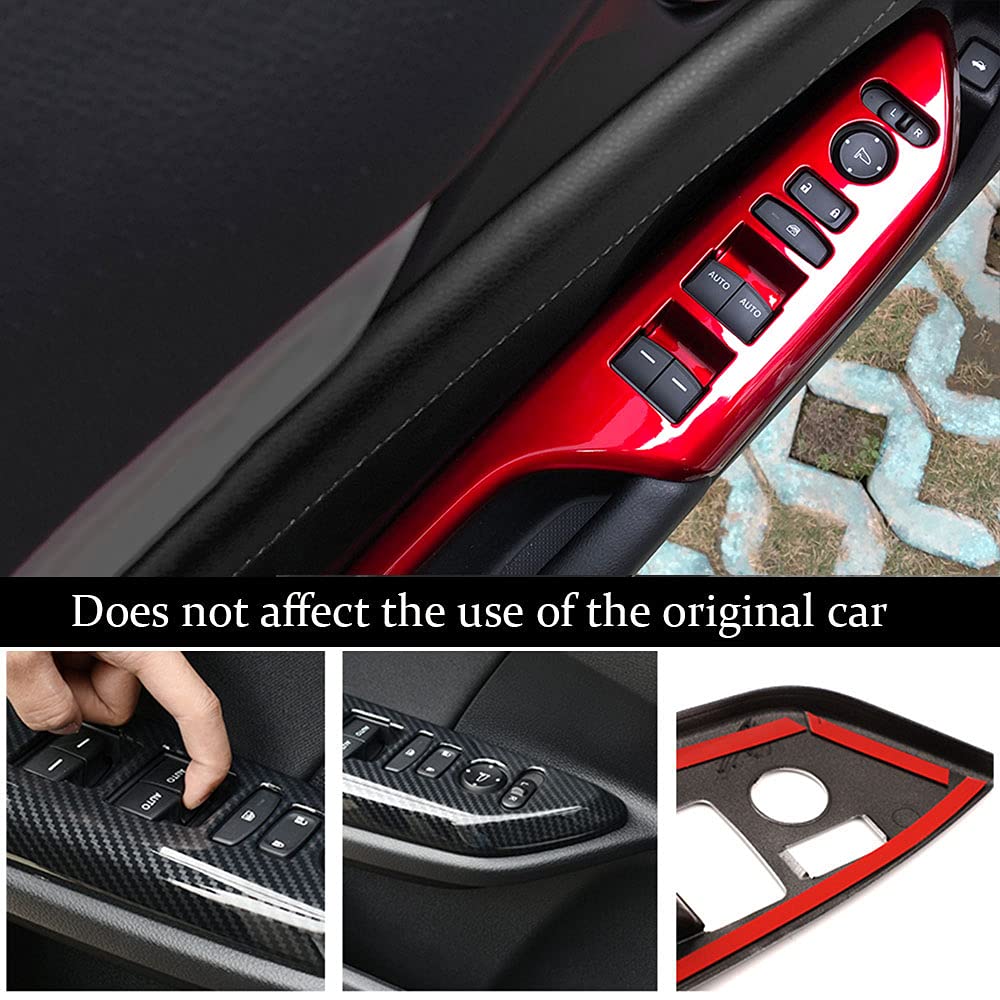ABS Engineering Plastic Car Window Control Switch Panel Cover Trim - Compatible with Honda 10th Gen Civic 2016-2020 - Door Lock Armrest Accessories (Red) | Easy Installation & Durable Upgrade for Interior Styling