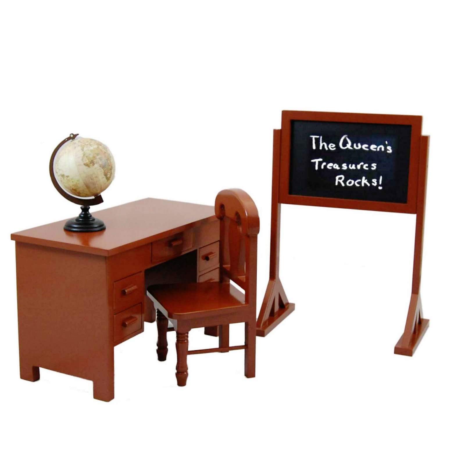 The Queen's Treasures 18 Inch Doll Classroom Set - Teacher & Student Desks, School Books, Chalkboard, Pencil & Globe | American Girl Doll Furniture Compatible | Perfect for School Role Play & Educational Pretend Play