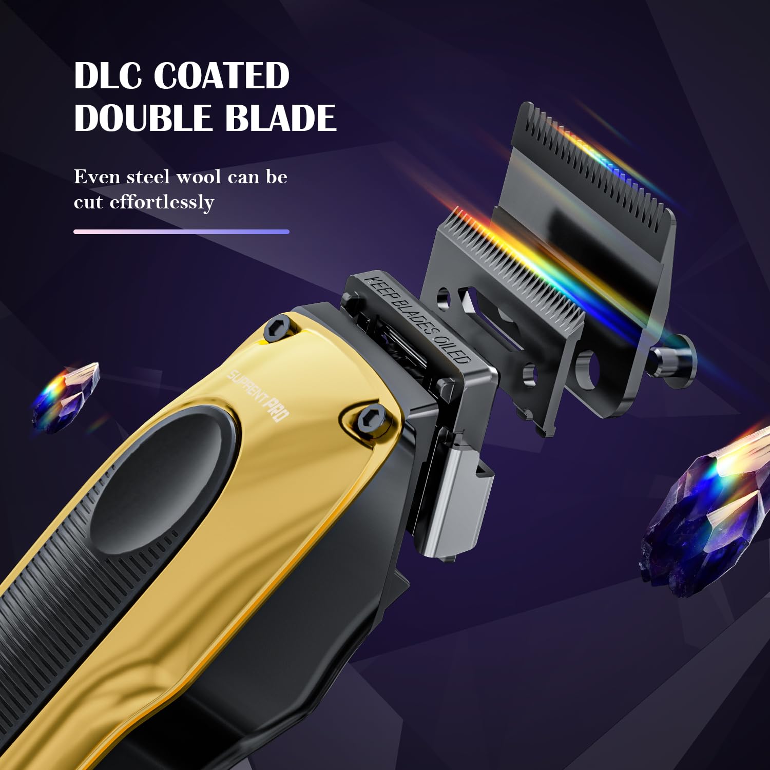 Professional Hair Clippers for Men - High Torque Brushless Motor & Detachable Blade - Cordless Hair Trimmer Set for Barbers with Charging Base - Premium Hair Clipper Kit - Gold - Perfect for Home Haircuts, Salon Styling & Beard Grooming