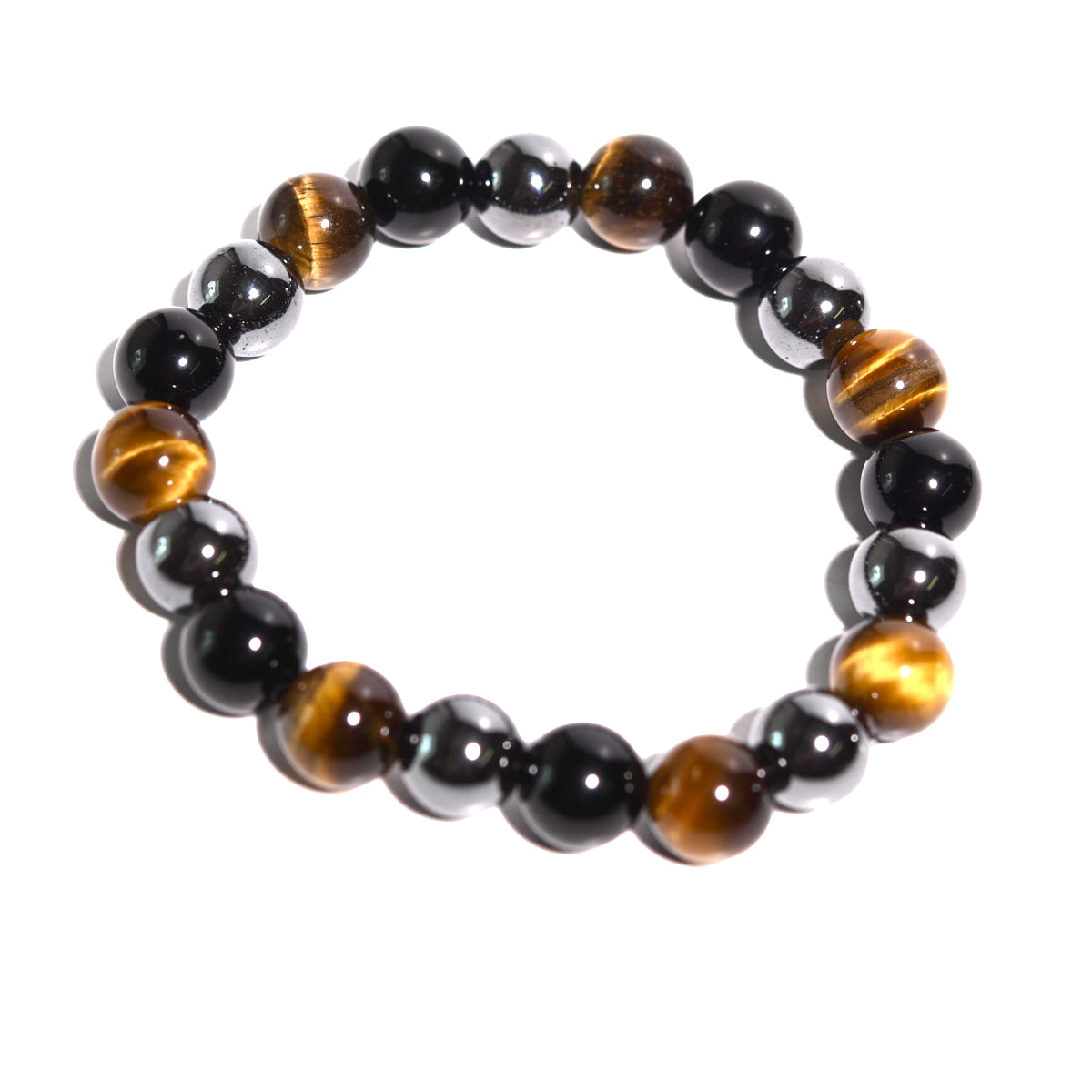 Grounded Luck Bracelet - Tiger's Eye, Hematite & Obsidian Stone Beaded Bracelet for Protection, Wealth & Positive Energy | Spiritual Jewelry for Men & Women | Perfect for Meditation, Yoga & Daily Wear