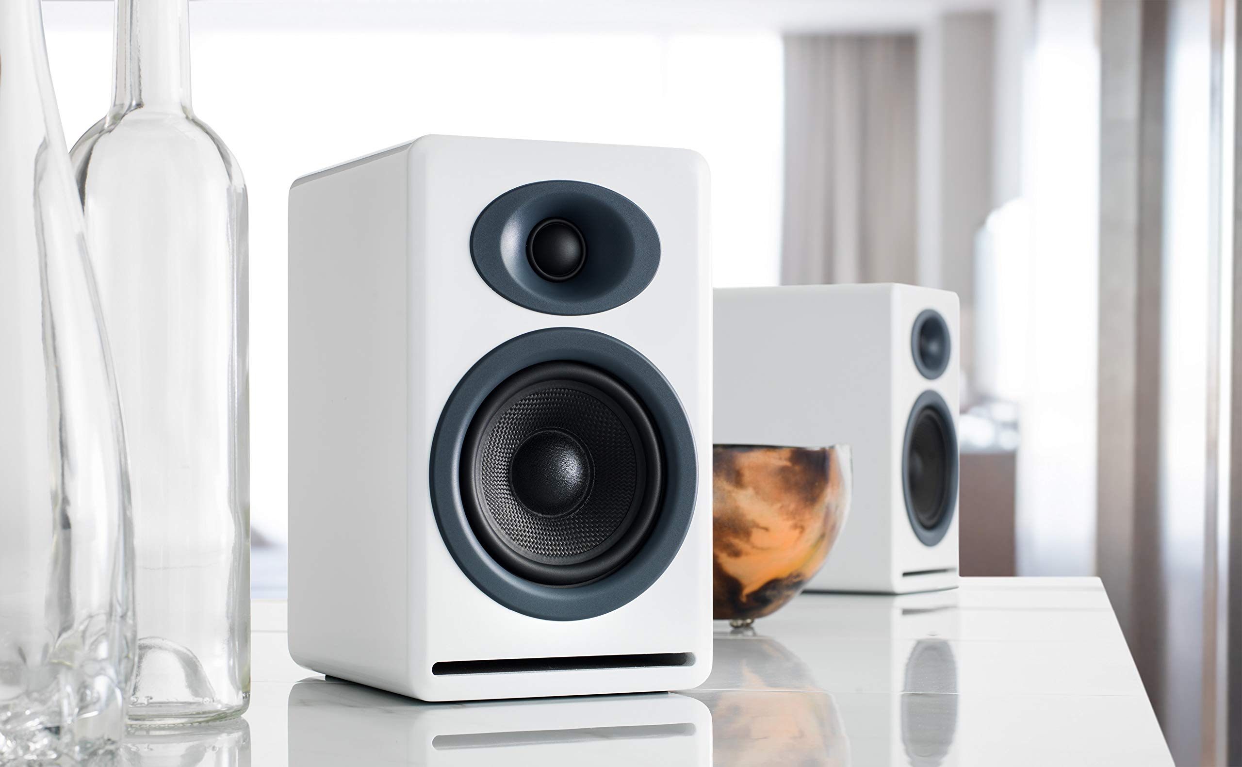 Audioengine P4 Passive Bookshelf Speakers - High-Performance 2-Way Home Stereo & Desktop Speakers (White) | Perfect for Home Theater, Music Listening & Office Setup