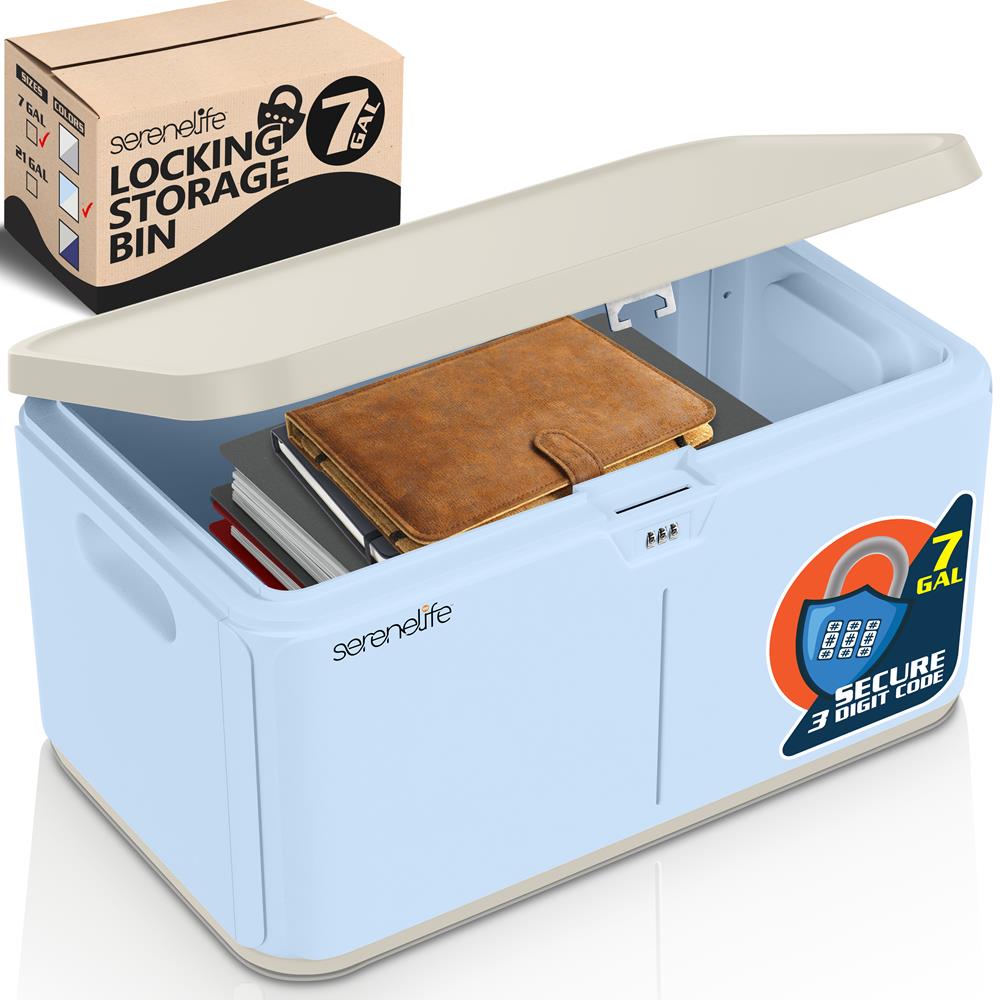8 Gallon Locking Storage Bin with Lid - Heavy Duty Plastic Storage Container for Organizing Home, Office, Garage - Secure Stackable Design for Toys, Clothes, Tools & More