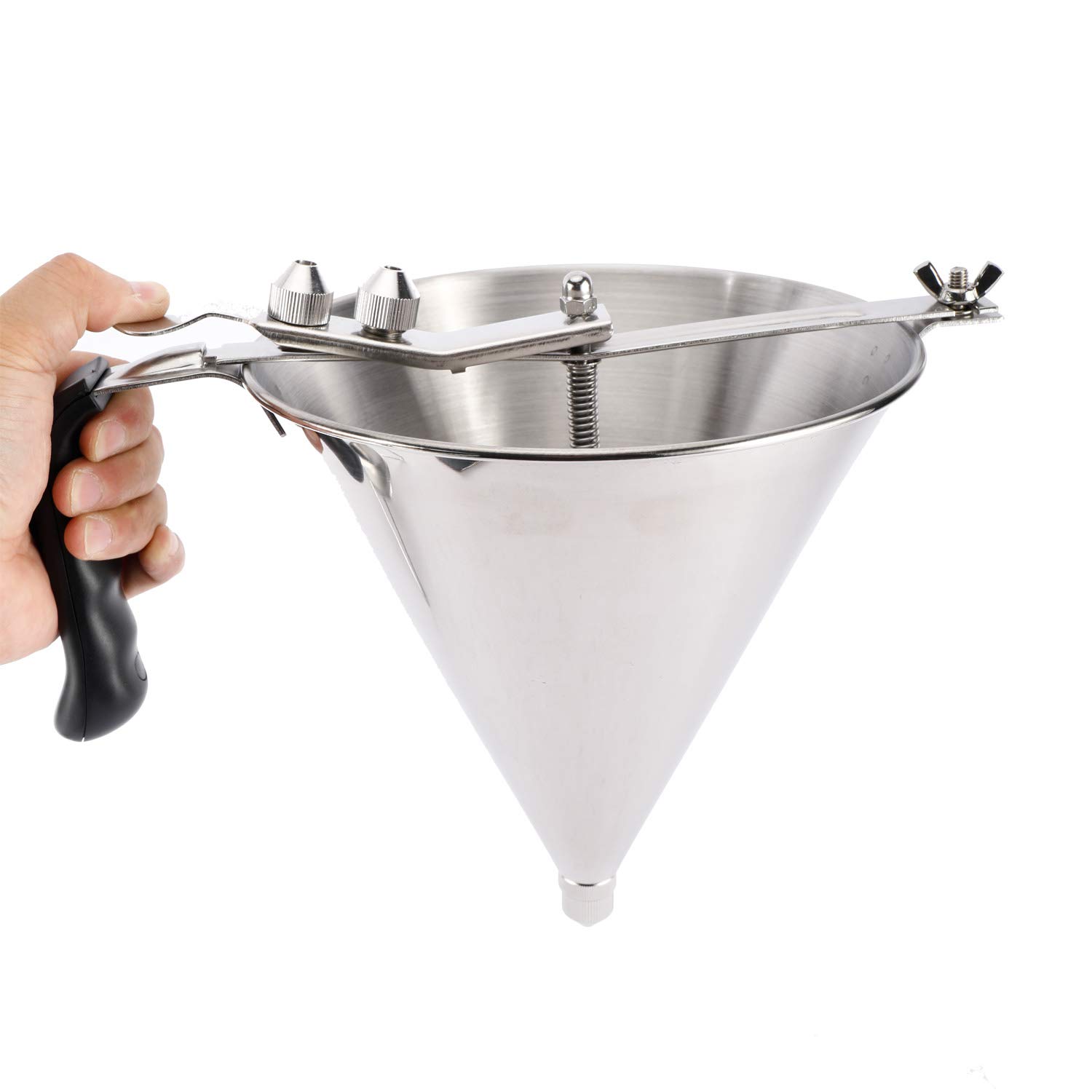 Premium Stainless Steel Cake Decorating Funnel with Stand & 3 Nozzles - 7.68