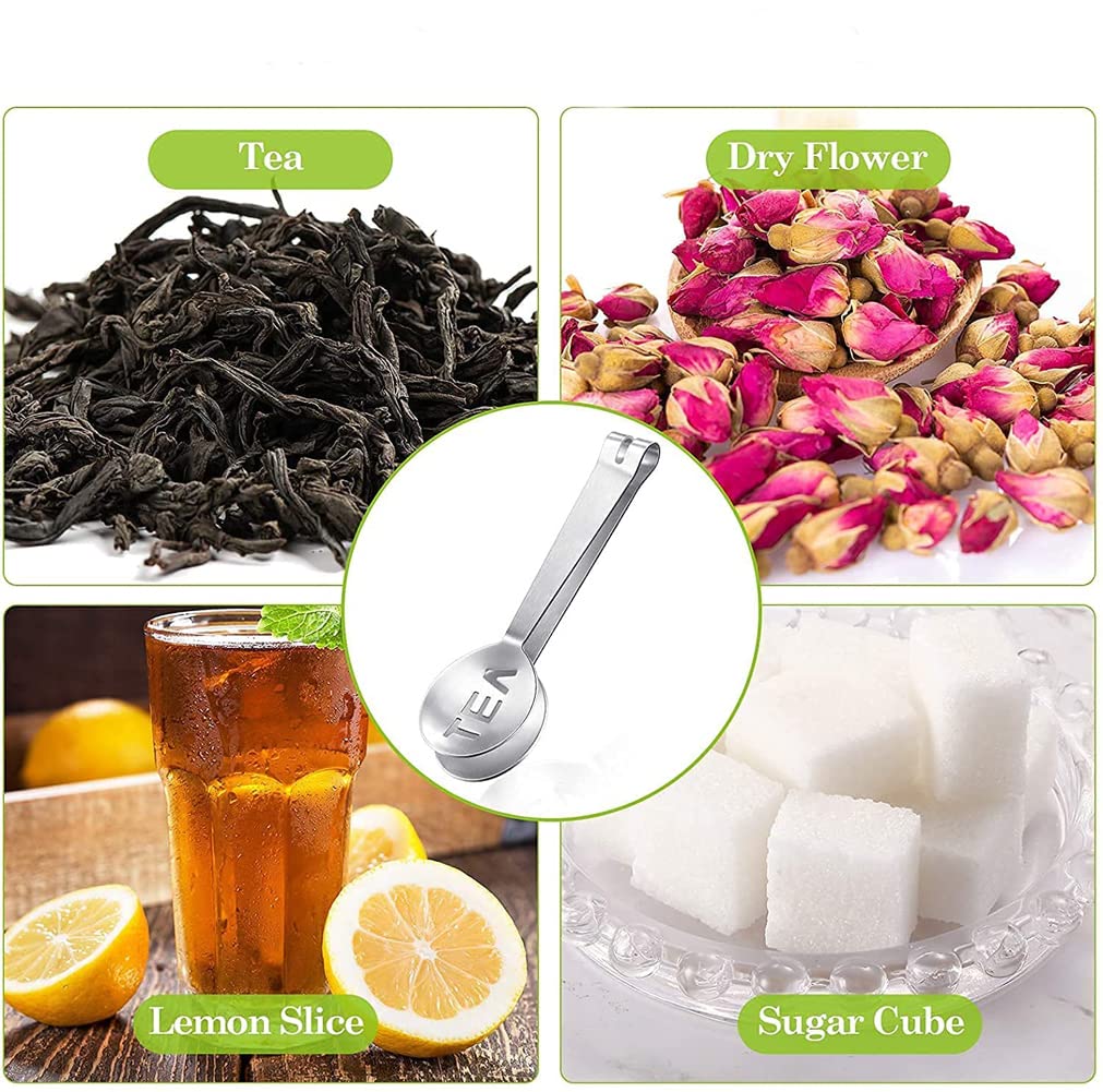 2-Pack Stainless Steel Tea Bag Squeezer & Strainer - Tea Bag Drying Tongs, Lemon Slices Holder, Loose Leaf Tea Clip for Brewing Iced Tea & Cocktails - Perfect for Kitchen, Office & Tea Party Accessories