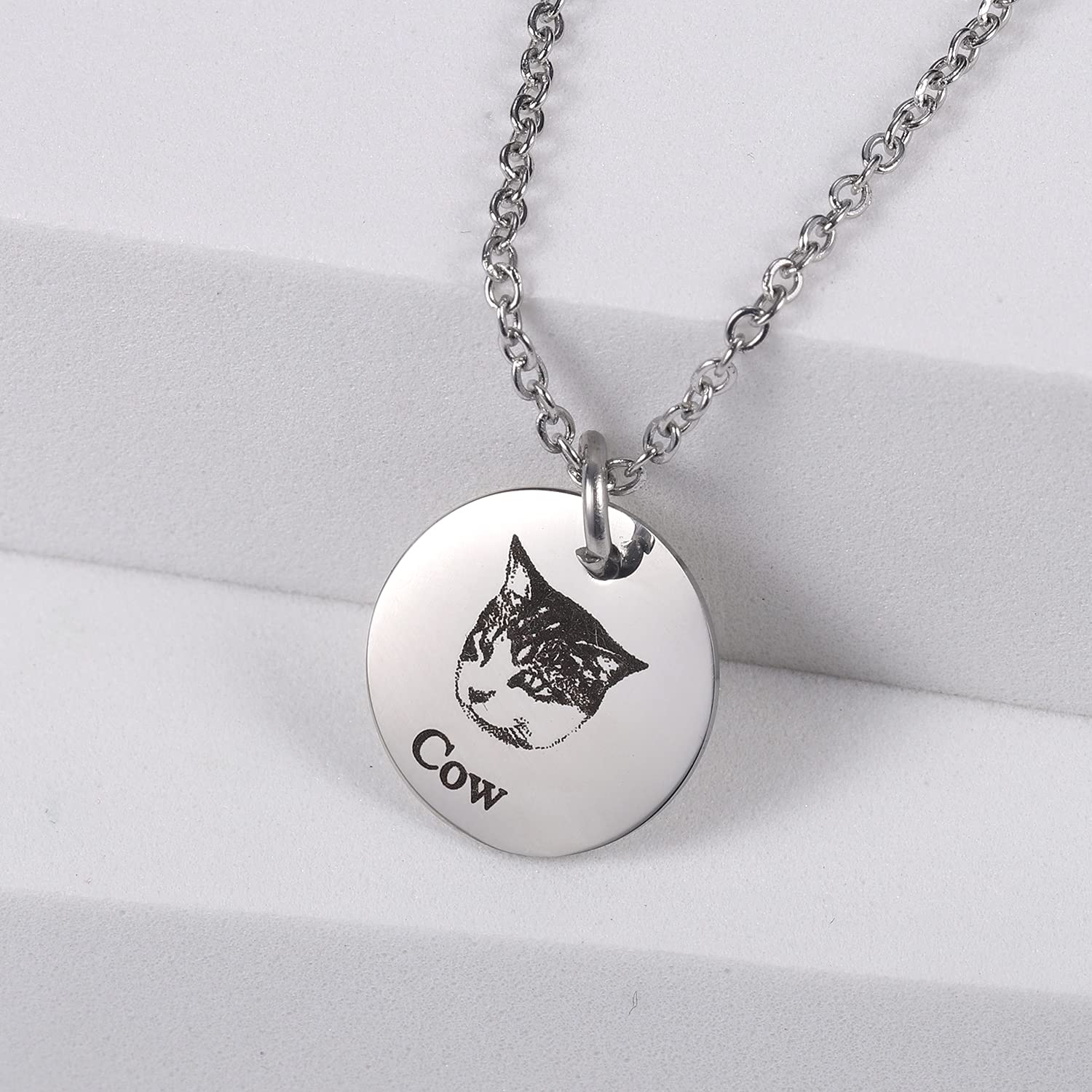 Custom Personalized Pet Portrait Necklace - Engraved Dog Cat Photo Pendant Jewelry Gift for Pet Lovers, Dog Moms & Grandmas - Perfect for Birthdays, Anniversaries & Memorial Keepsakes