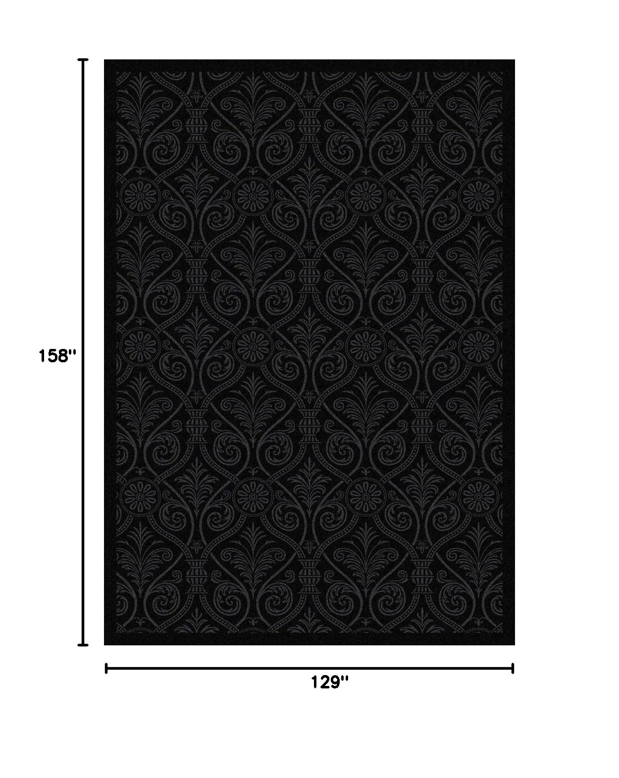 Joy Carpets Any Day Matinee Damascus Theater Area Rug - Black | Non-Slip Indoor Rug for Living Room, Bedroom, Theater & Home Decor