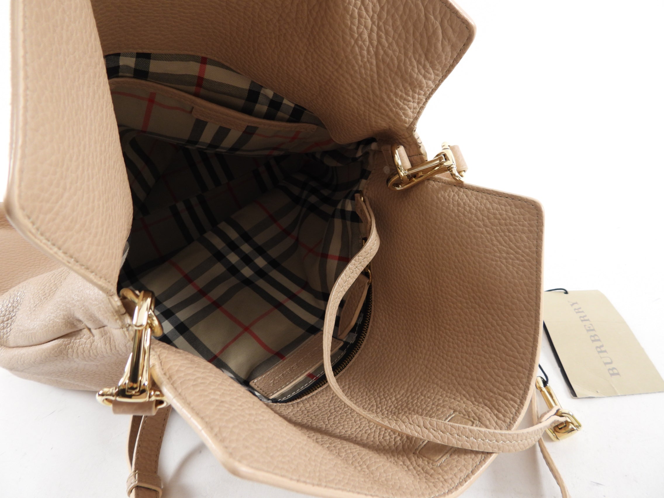 Burberry Beige Grained Leather 2-Way Shoulder Bag & Clutch Purse for Women | Luxury Designer Handbag for Work, Travel & Evening Events