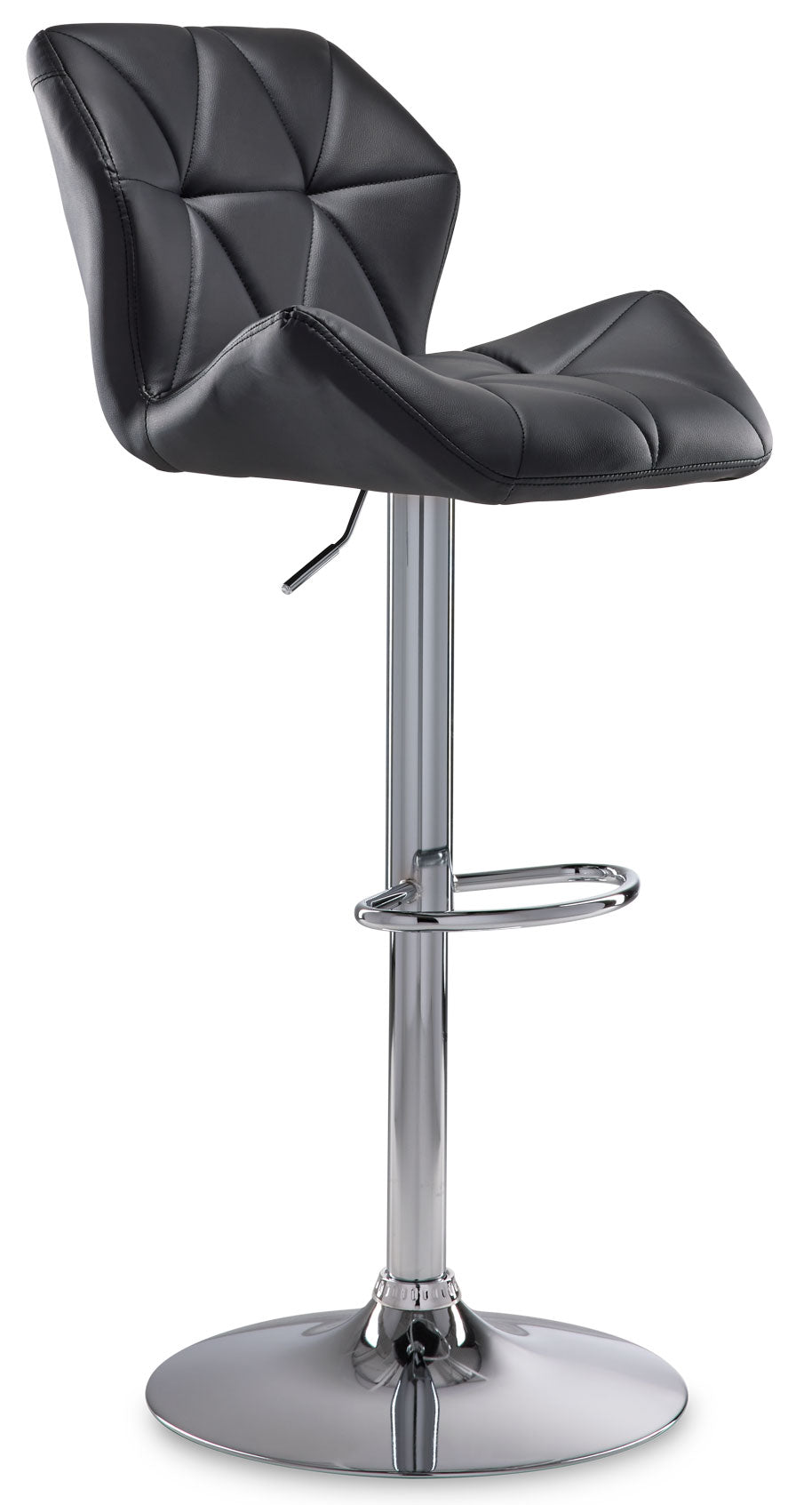 Ava Bar Height Stool - Adjustable Black Chrome Bar Stools for Kitchen Island, Breakfast Nook & Home Bar - Modern Counter Height Stool with Footrest