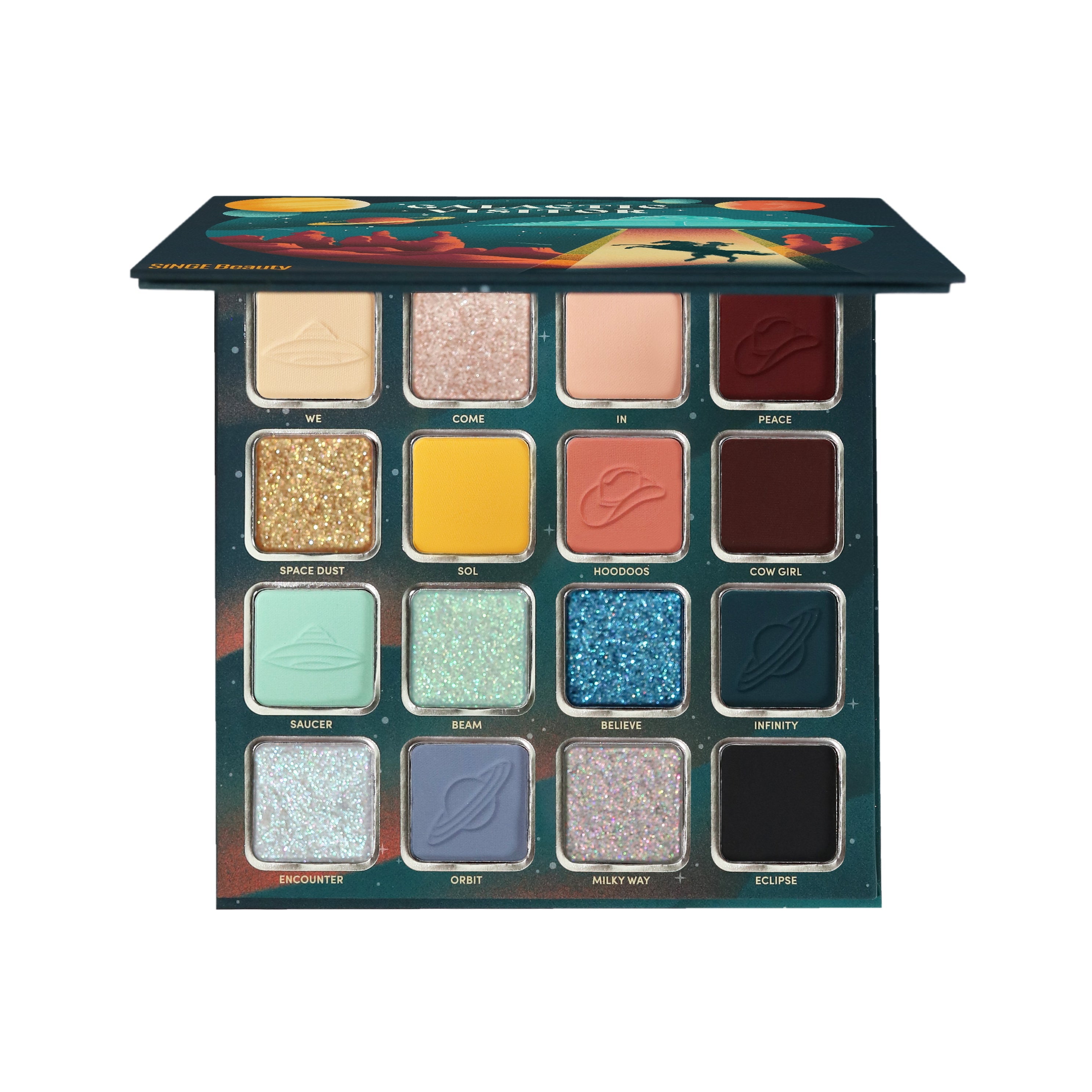 Galactic Visitor Eyeshadow Palette - 12 Vibrant Colors, Long-Lasting & Pigmented for Stunning Makeup Looks | Perfect for Party, Halloween, Cosplay & Night Out