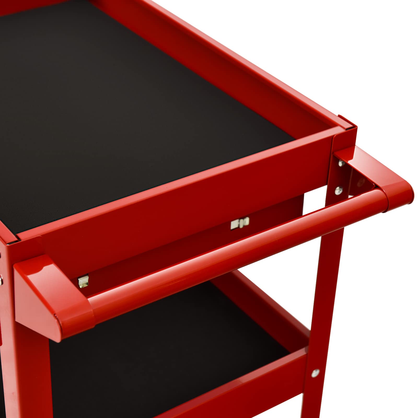 3-Tier Heavy Duty Rolling Tool Cart with Drawer - 330 LBS Capacity Industrial Utility Service Cart for Mechanics, Garage & Workshop Organization - Perfect for Auto Repair, Warehouse Tools & DIY Projects (Red)