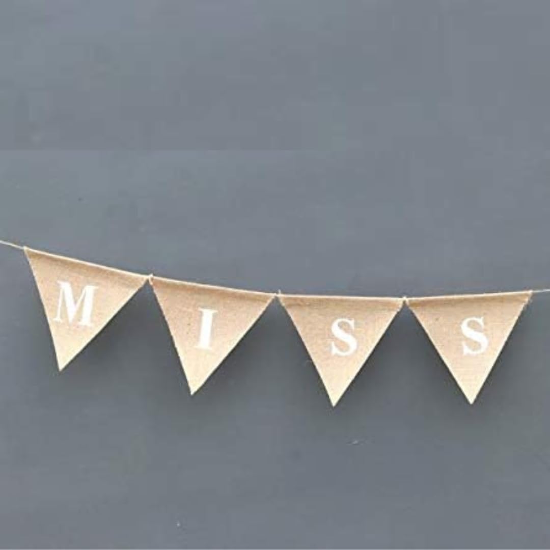 Miss to Mrs Banner - Rustic Burlap Bridal Shower Garland Decor for Wedding, Engagement Party & Hen Night - Perfect for Photo Backdrops & Venue Decoration
