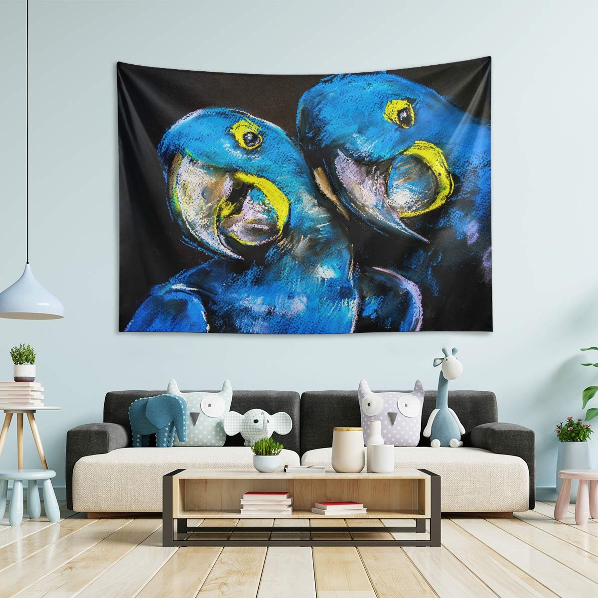 Pastel Parrots Wall Tapestry - 60x50 Inch Large Bohemian Wall Hanging for Bedroom Decor, Living Room, Dorm Aesthetic | Soft Cotton Fabric Art for Home Decoration & Hippie Style Room Design