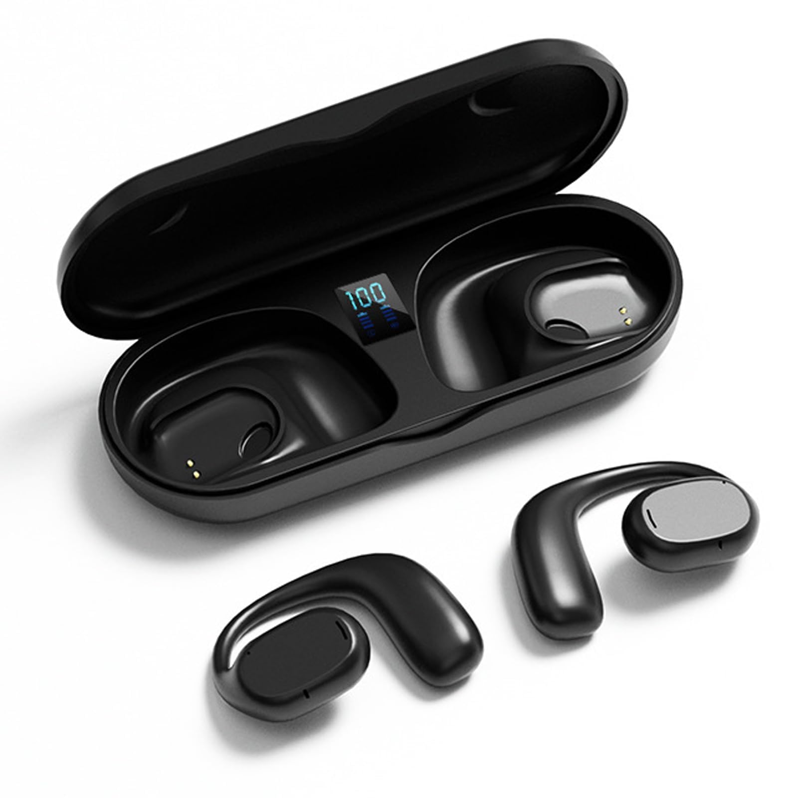 **Wireless Open Ear Bone Conduction Headphones – Bluetooth 5.0, Comfortable Earhooks, Sweatproof for Running, Cycling & Workouts**
