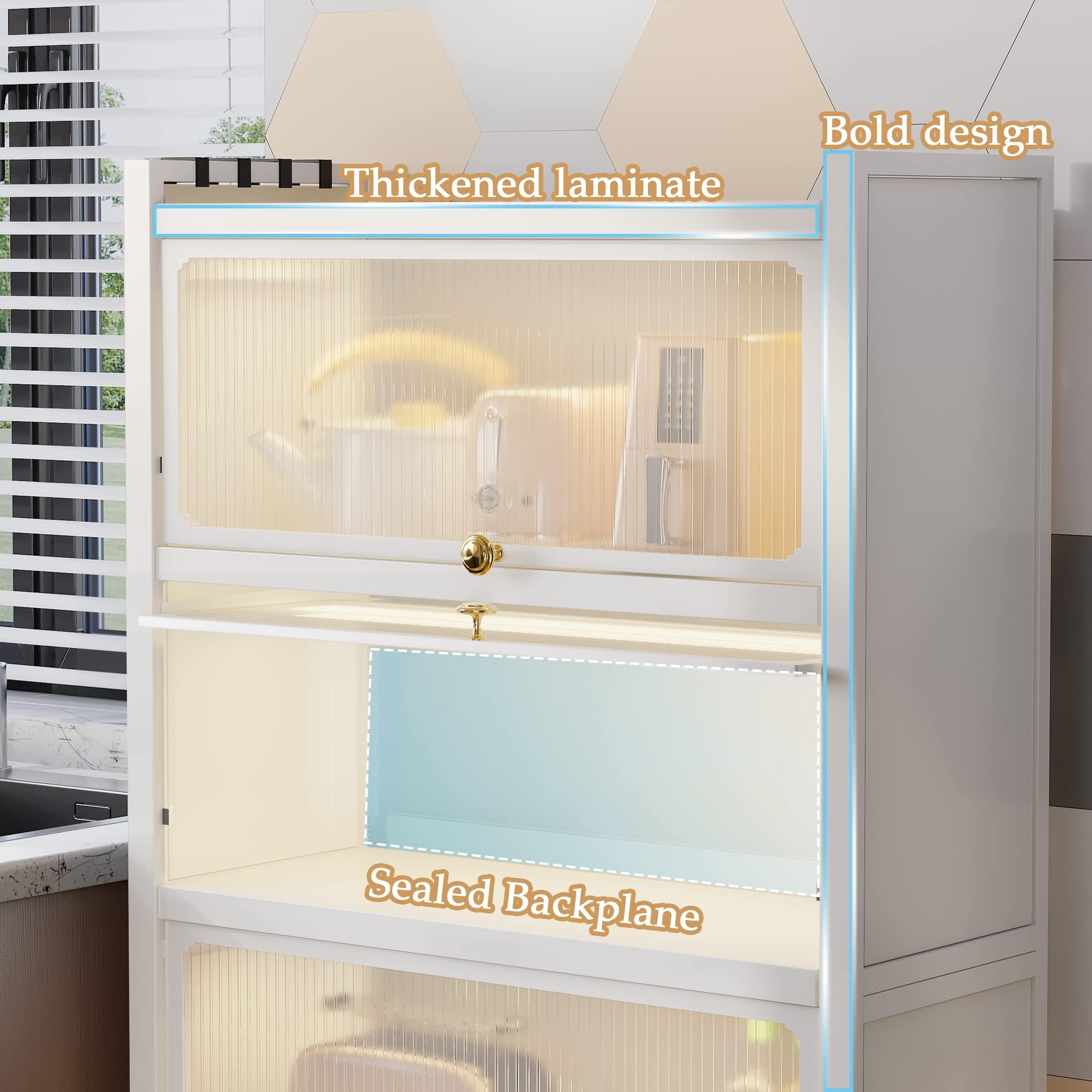 5-Tier Pantry Storage Cabinet - Heavy Duty Baker Rack for Kitchen Organization with Microwave Stand | Space-Saving Kitchen Shelving for Spices, Cookware & Small Appliances | Perfect for Pantry, Garage & Laundry Room Storage