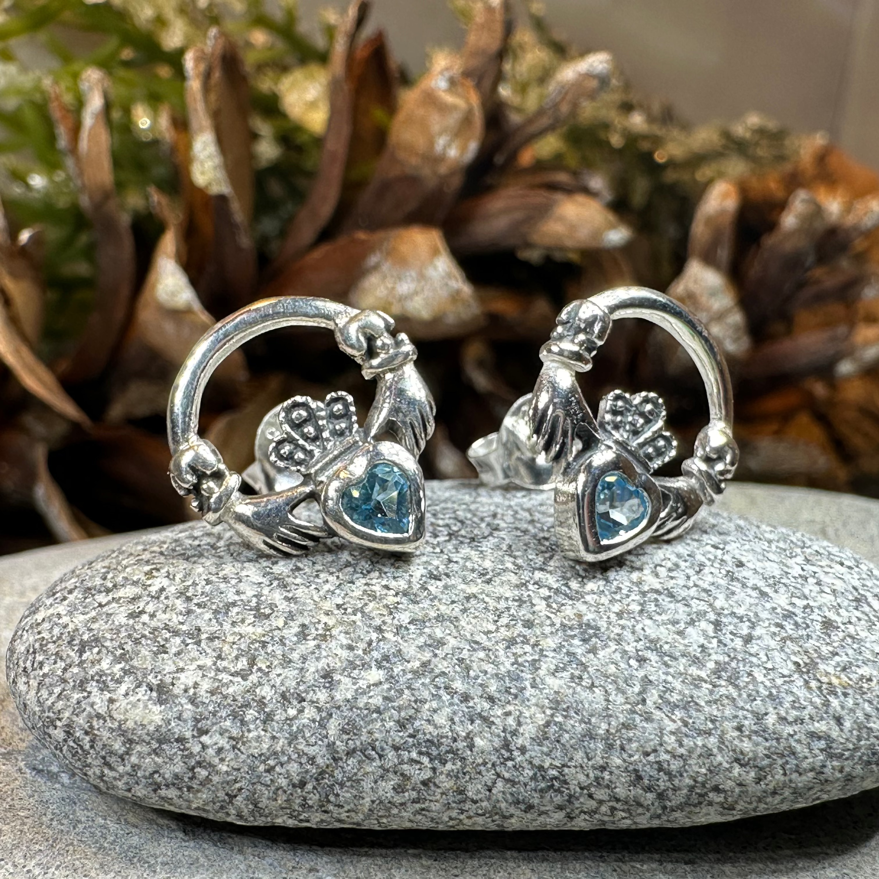 Cheerful Claddagh Earrings - Irish Friendship & Love Stud Earrings for Women, Sterling Silver Celtic Jewelry - Perfect for St. Patrick's Day, Weddings & Gifts