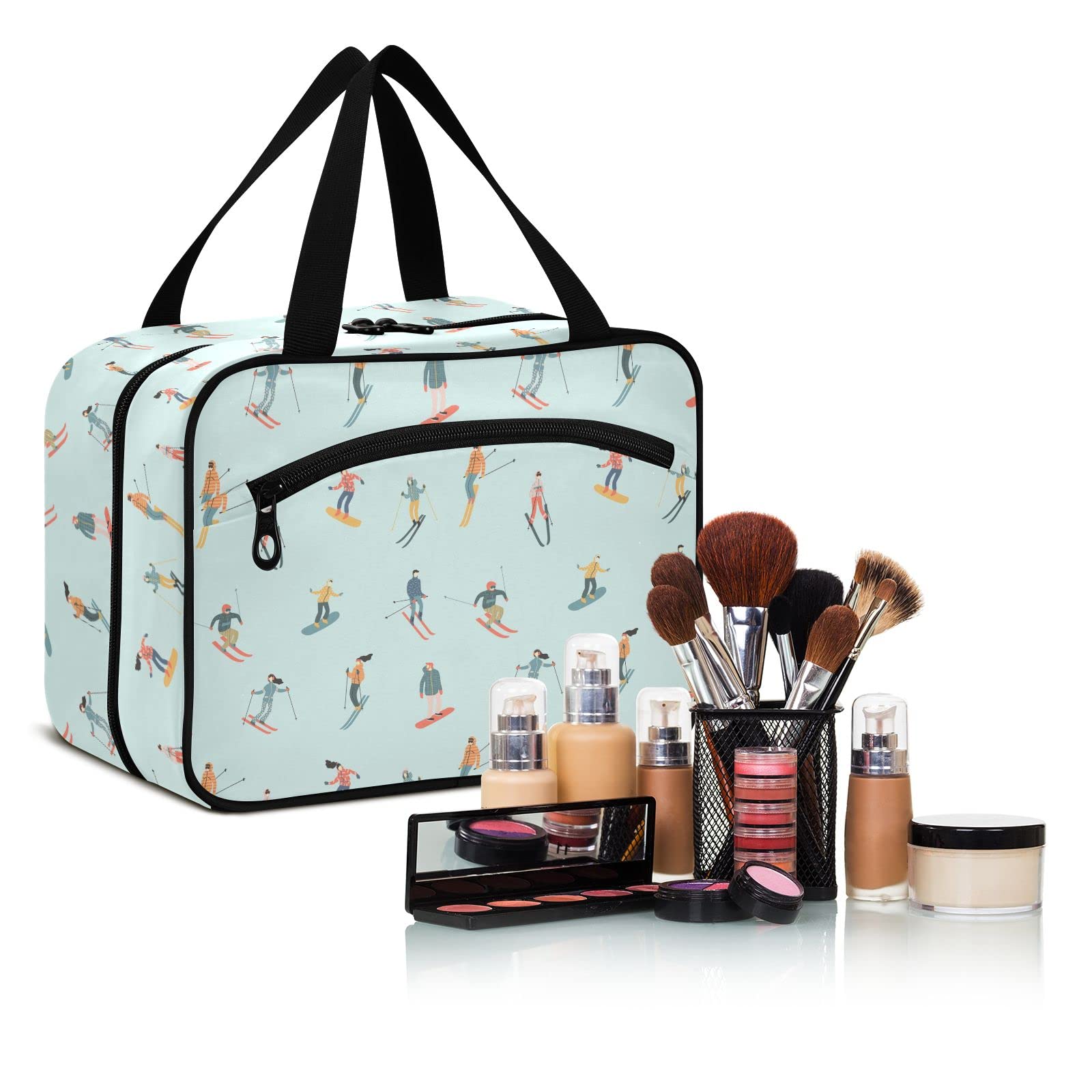 CHIFIGNO Hanging Travel Cosmetic Bag - Waterproof Makeup Organizer for Women & Men - Perfect for Bathroom, Shower, Gym, Skiing & Snowboarding - Holds Toiletries, Accessories & Shampoo